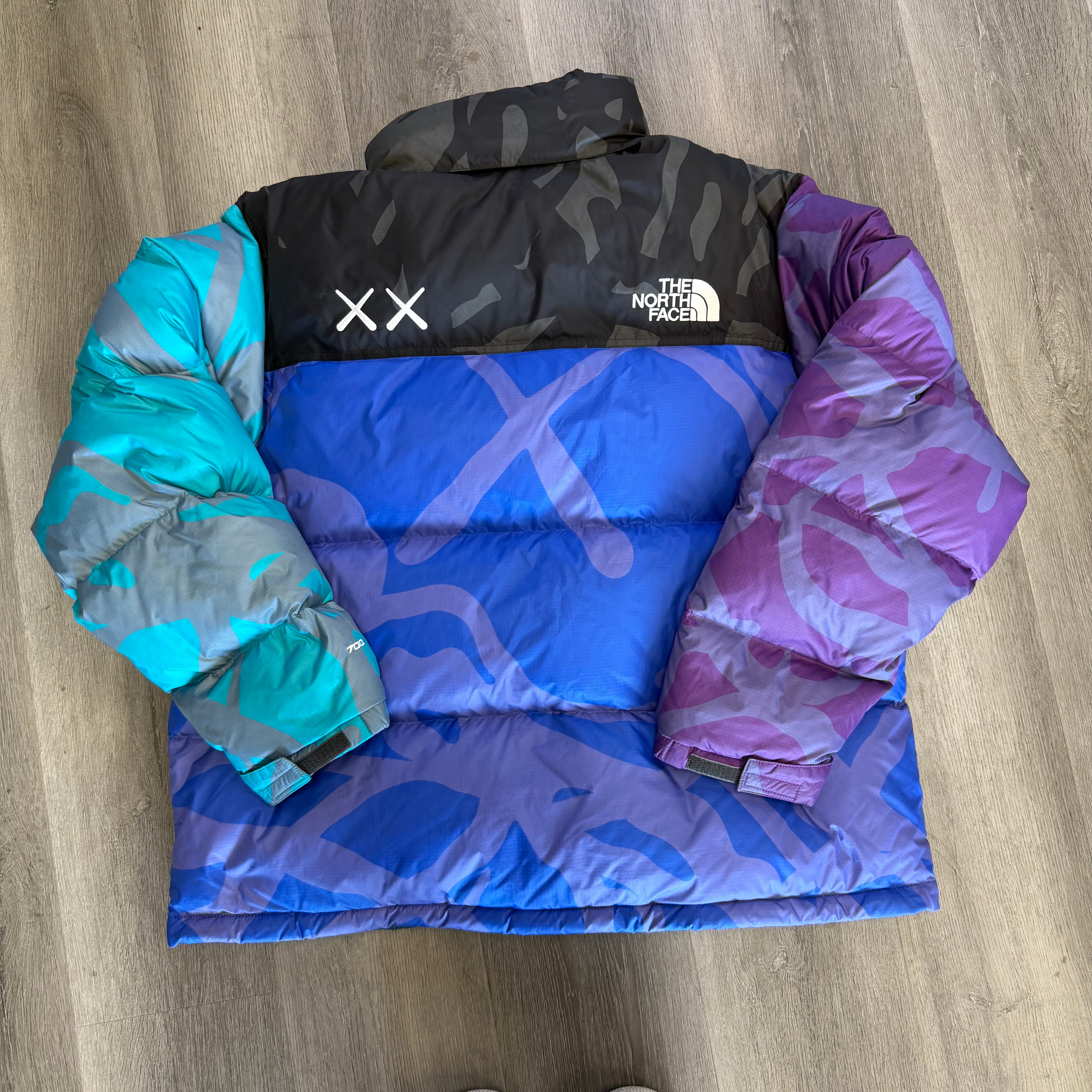 KAWS x The North Face Retro 1996 Jacket Monterey Blue Nuptse Print