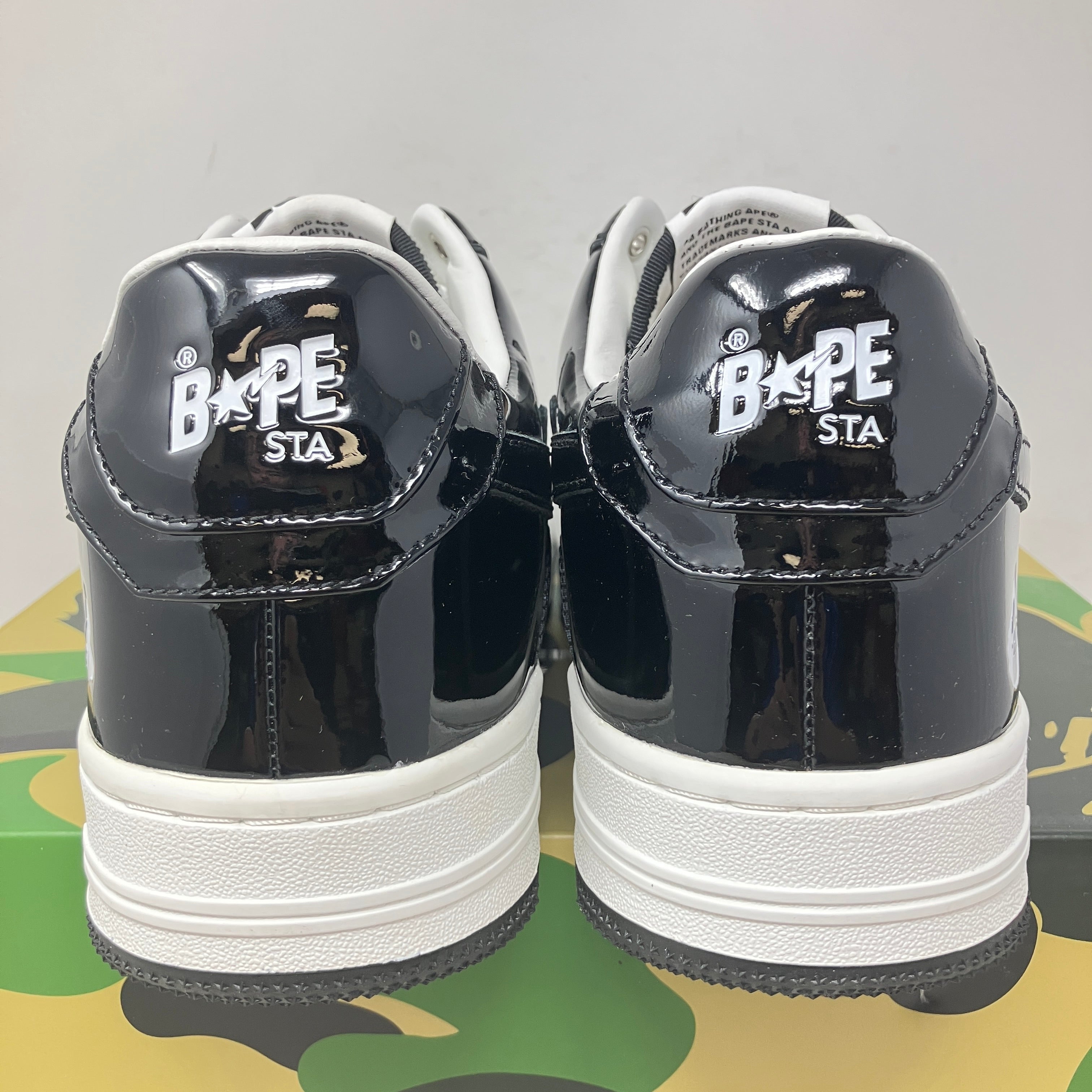 A Bathing Ape Bape Sta Patent Leather Black White