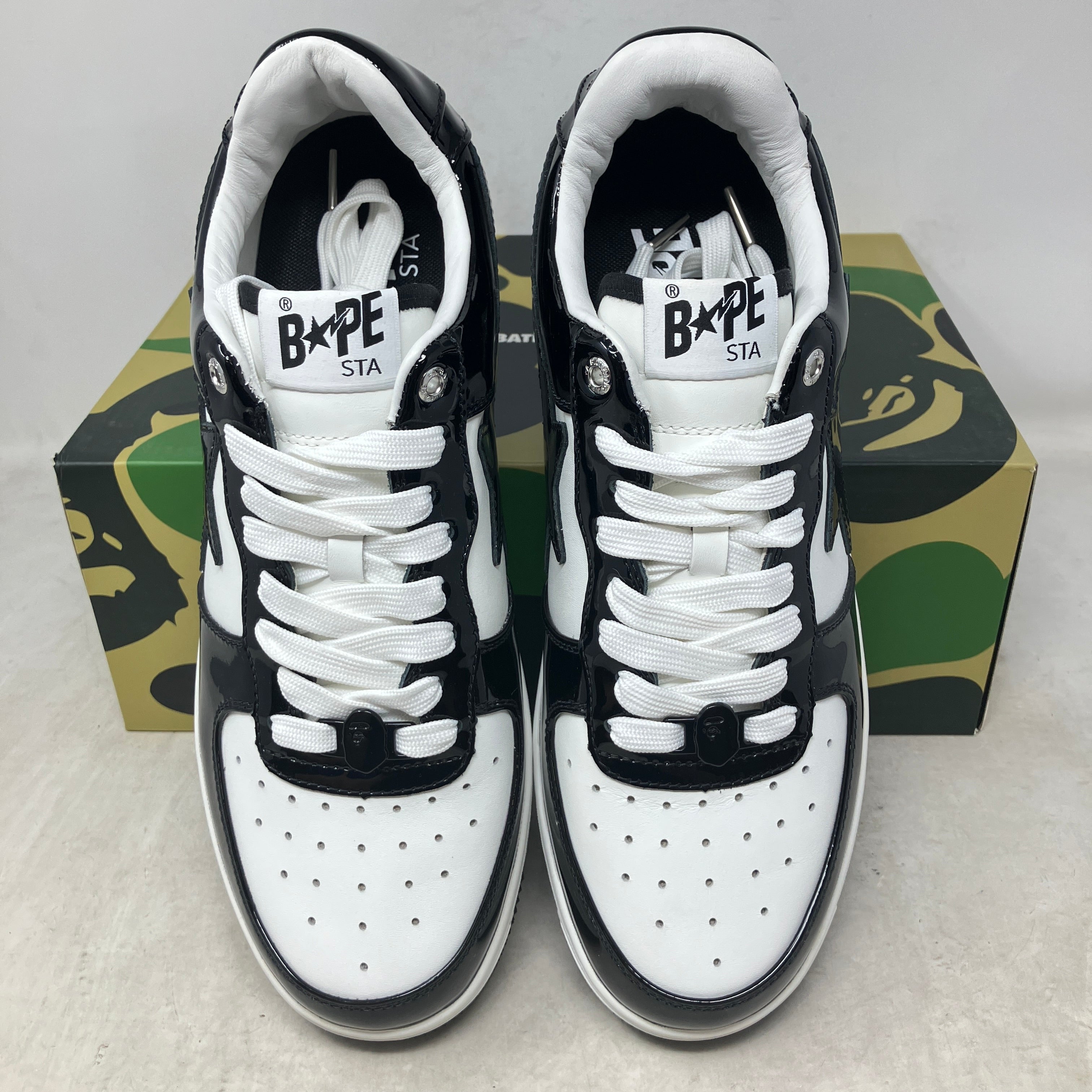 A Bathing Ape Bape Sta Patent Leather Black White