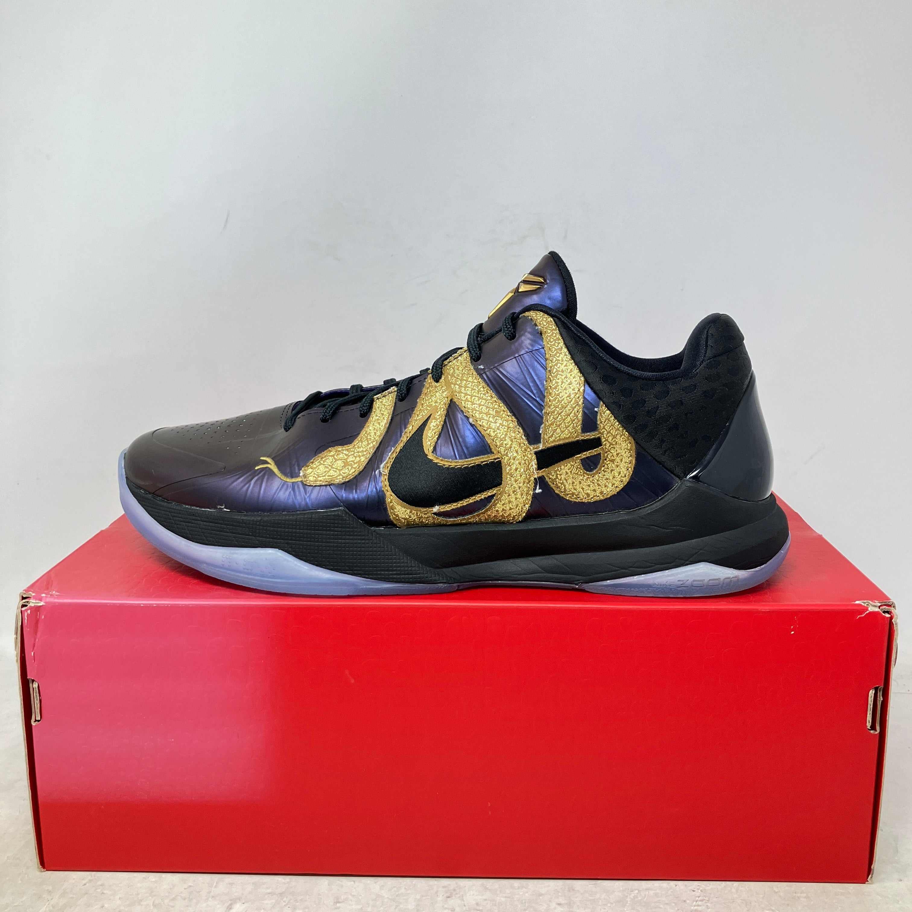 Nike Kobe 5 Protro Year of the Mamba Eggplant pre-owned sneakers with accessories missing red bag