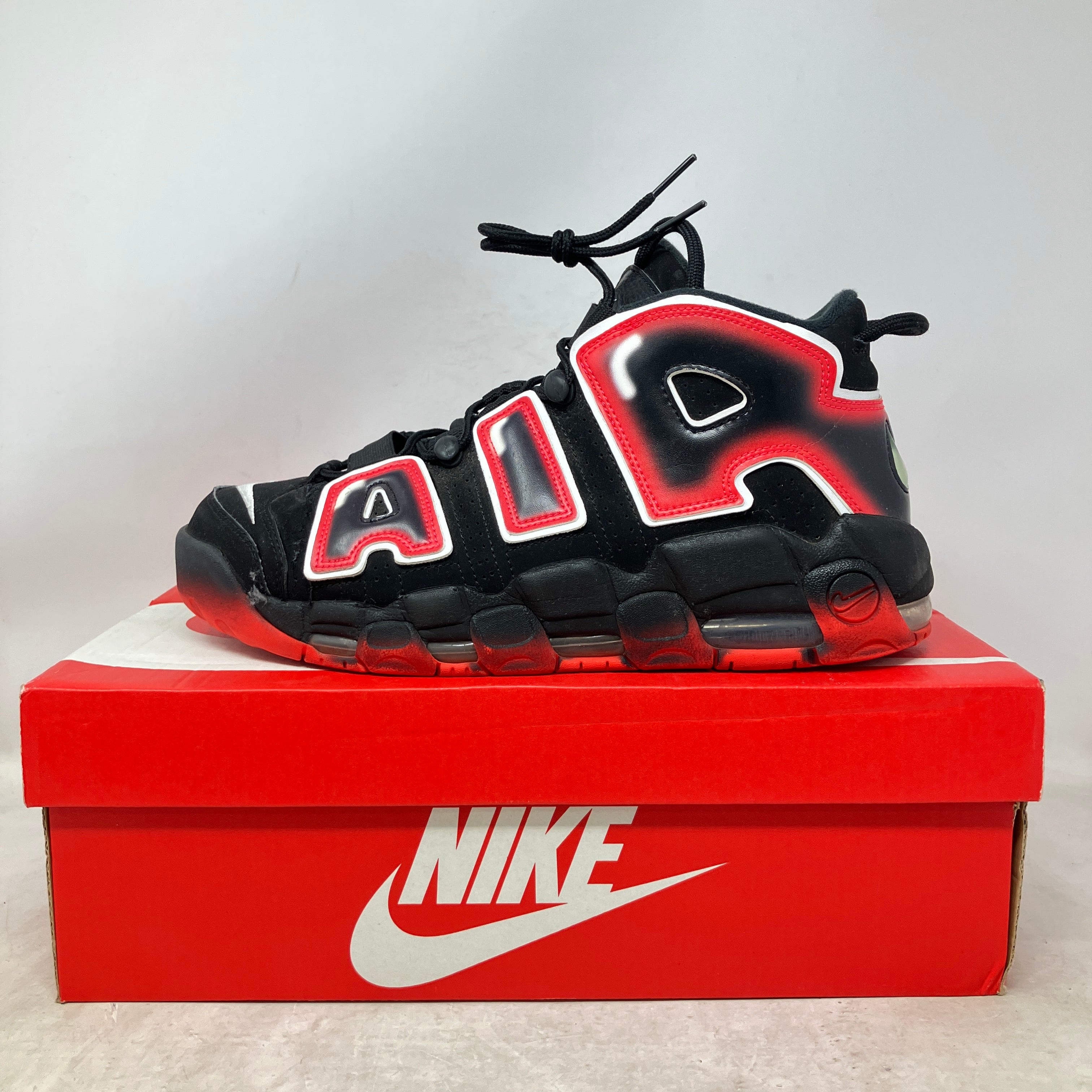 Nike Air More Uptempo Black White Laser Crimson
