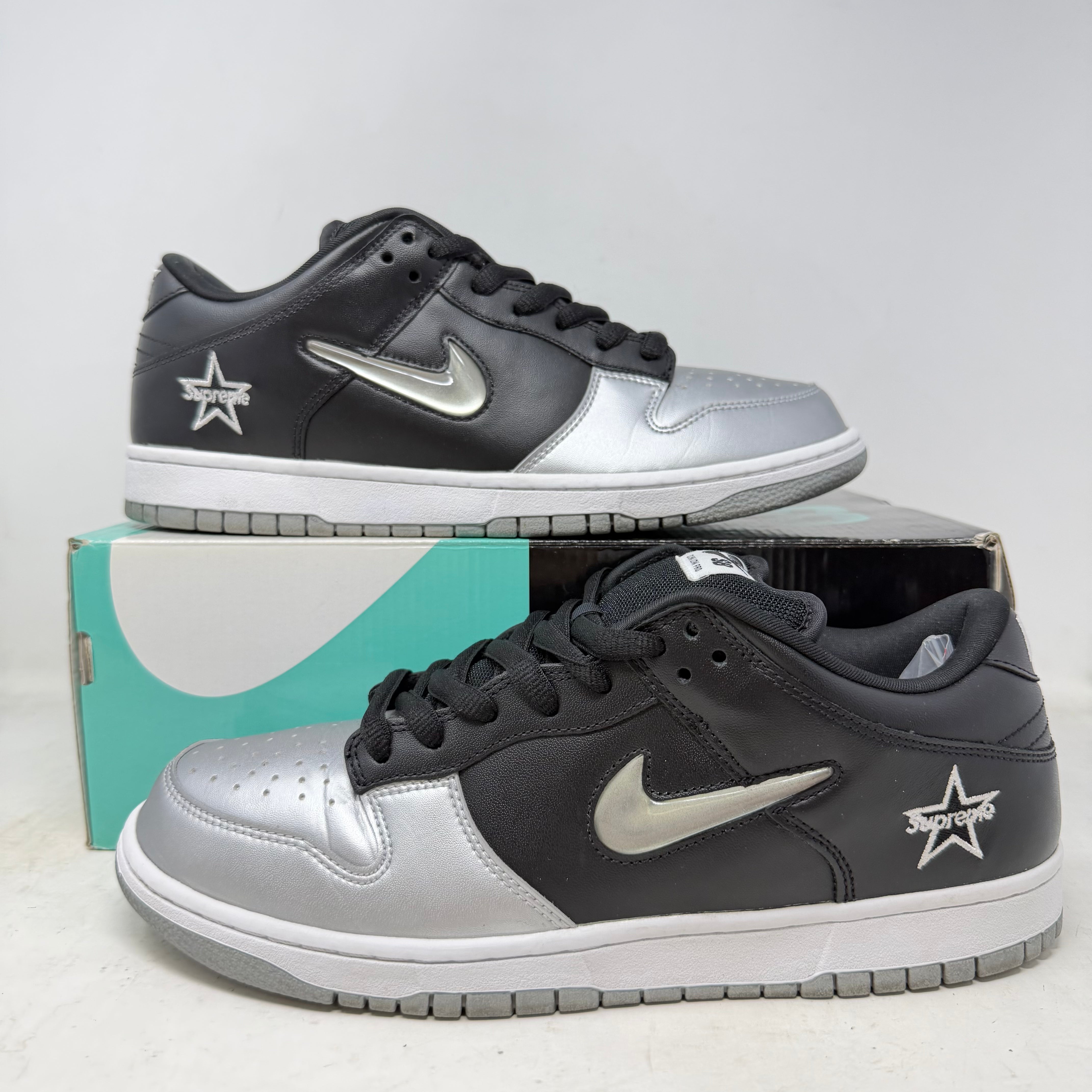 Nike SB Dunk Low Supreme Jewel Swoosh Silver