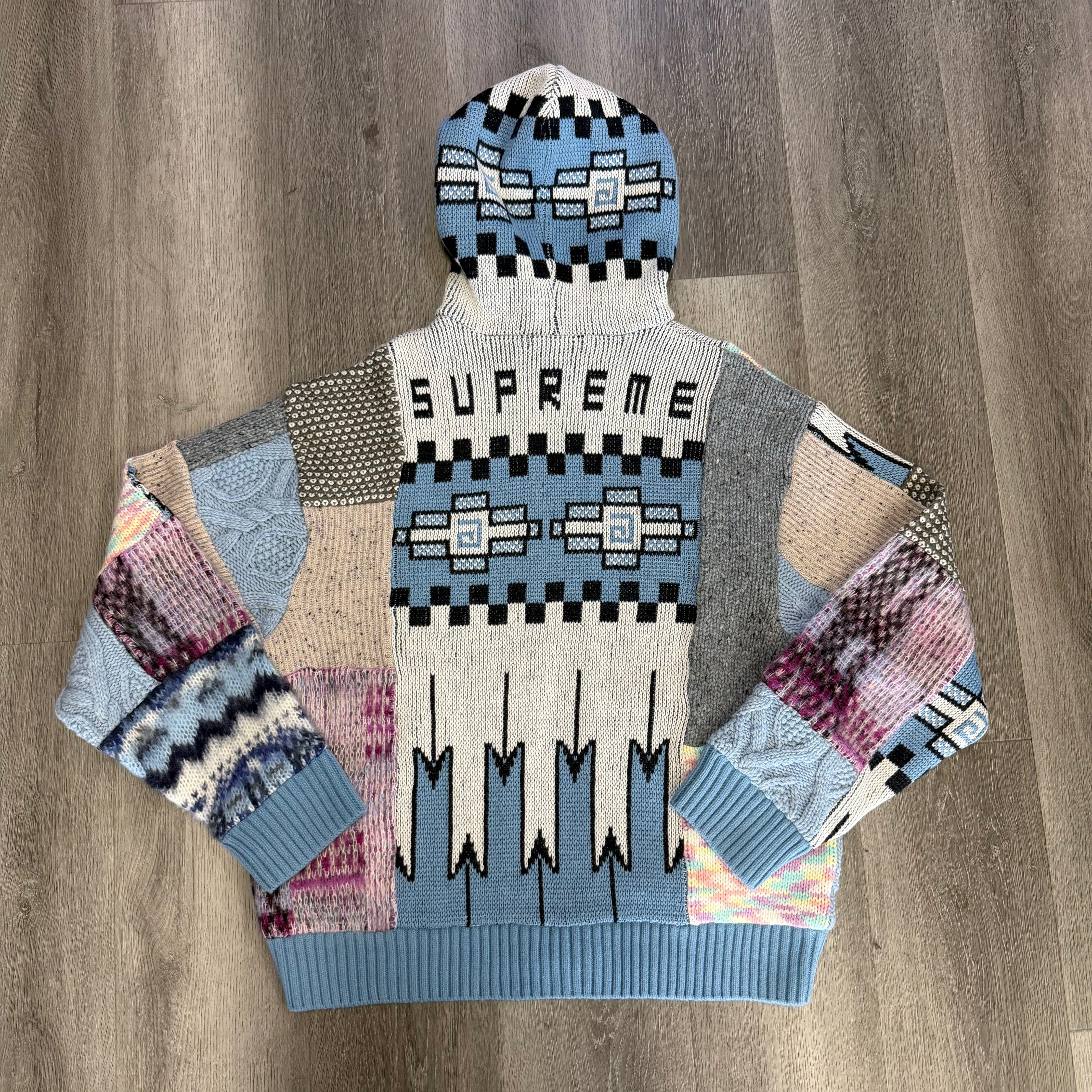 Supreme Patchwork Zip Up Hooded Sweater