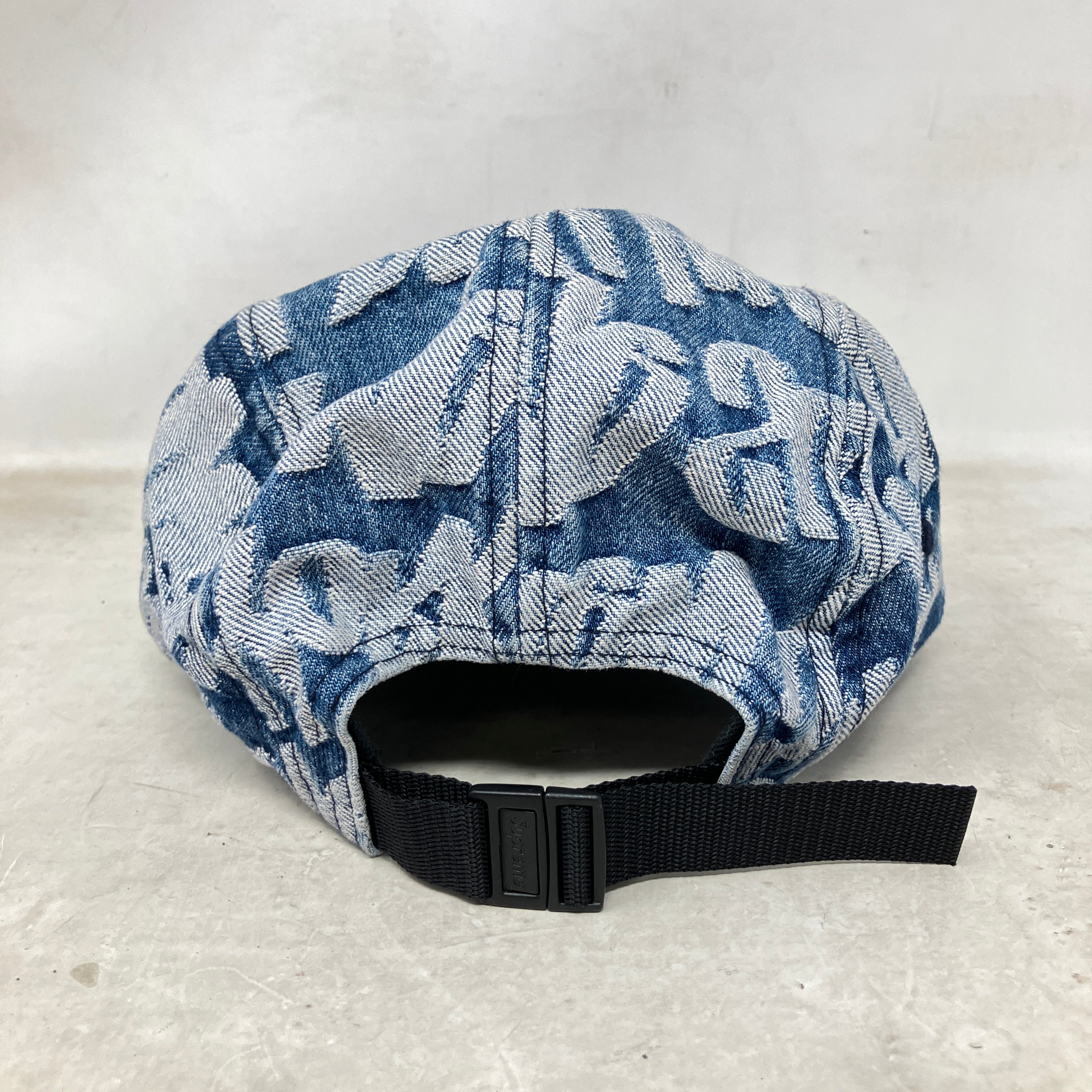 Supreme Fat Tip Jacquard Denim Camp Cap Blue