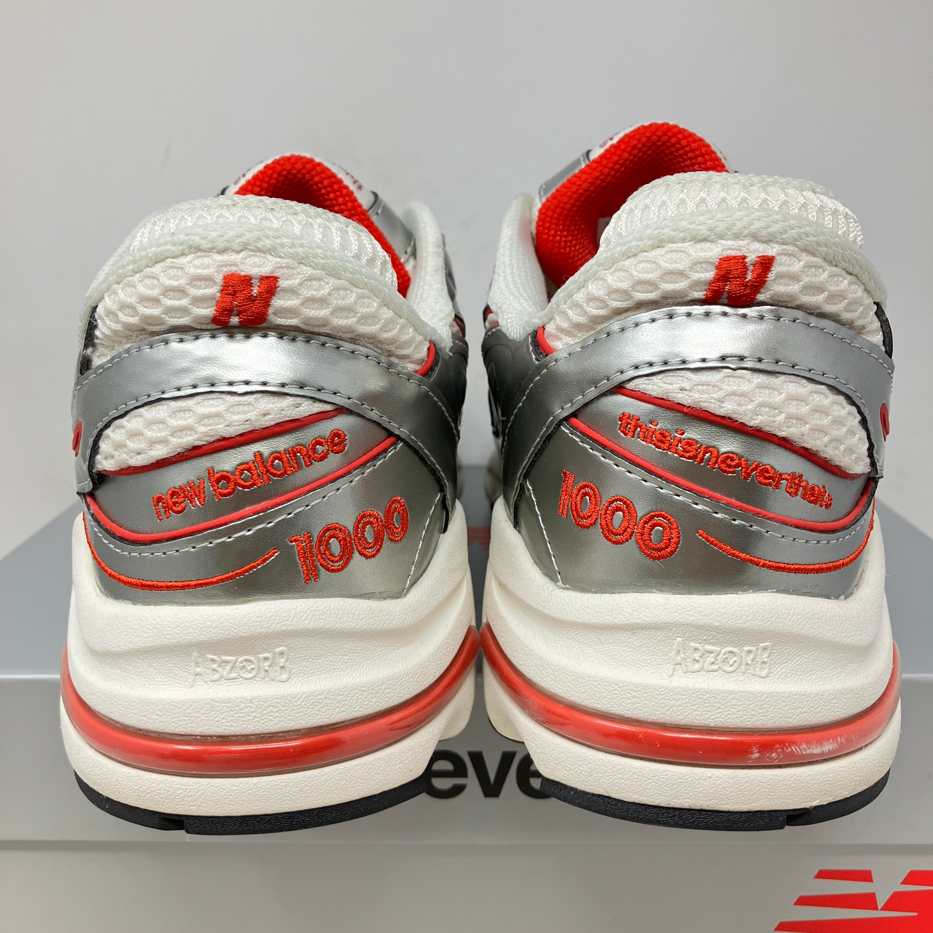 New Balance 1000 thisisneverthat Metallic Silver Red