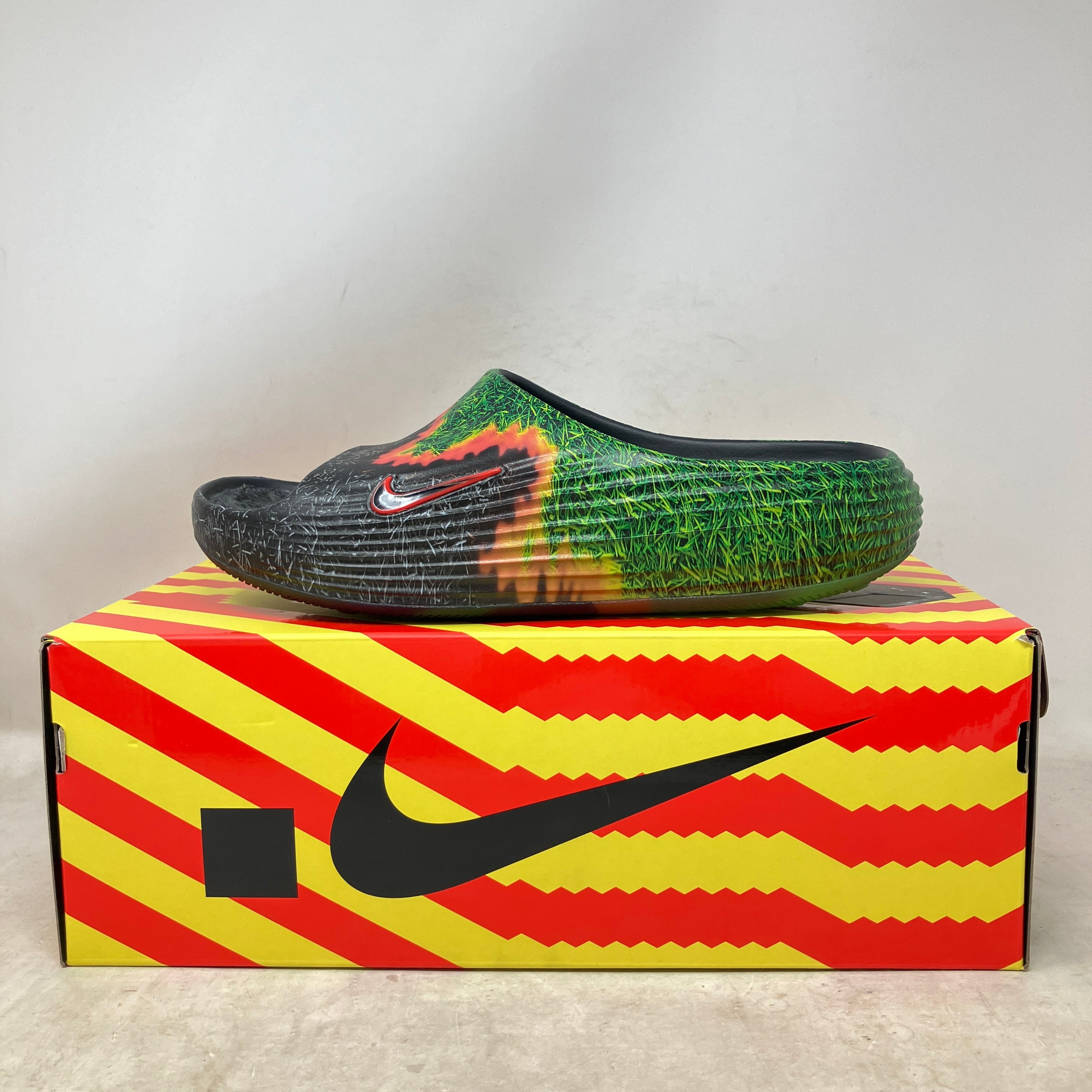 Nike ReactX Rejuven8 Slide .SWOOSH Touch Grass Dark Smoke Grey Kelly Green