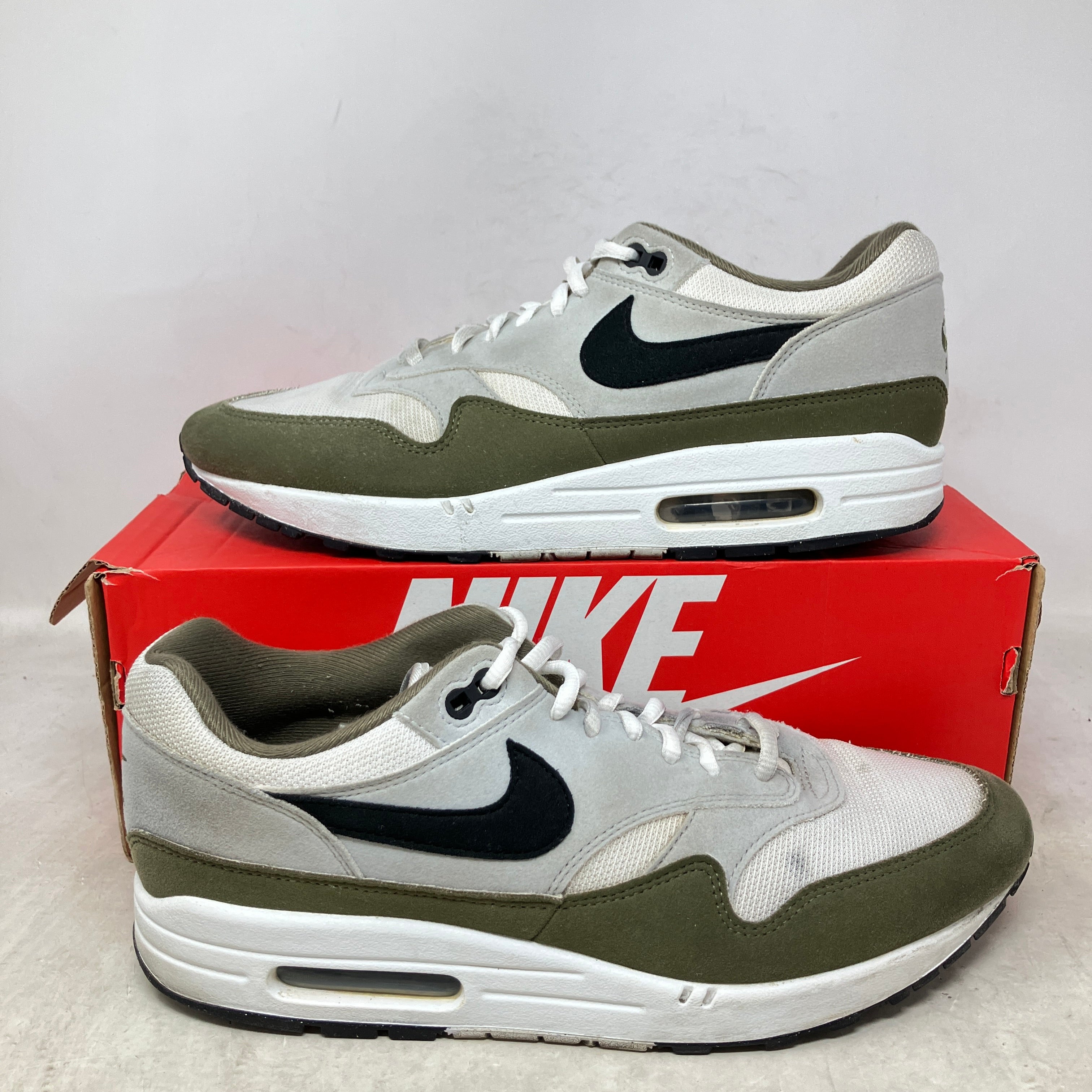 Nike Air Max 1 White Black Medium Olive
