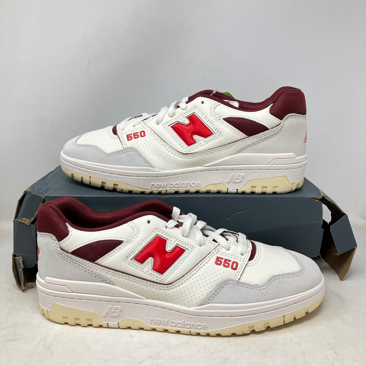 New Balance 550 Sea Salt Grey True Red