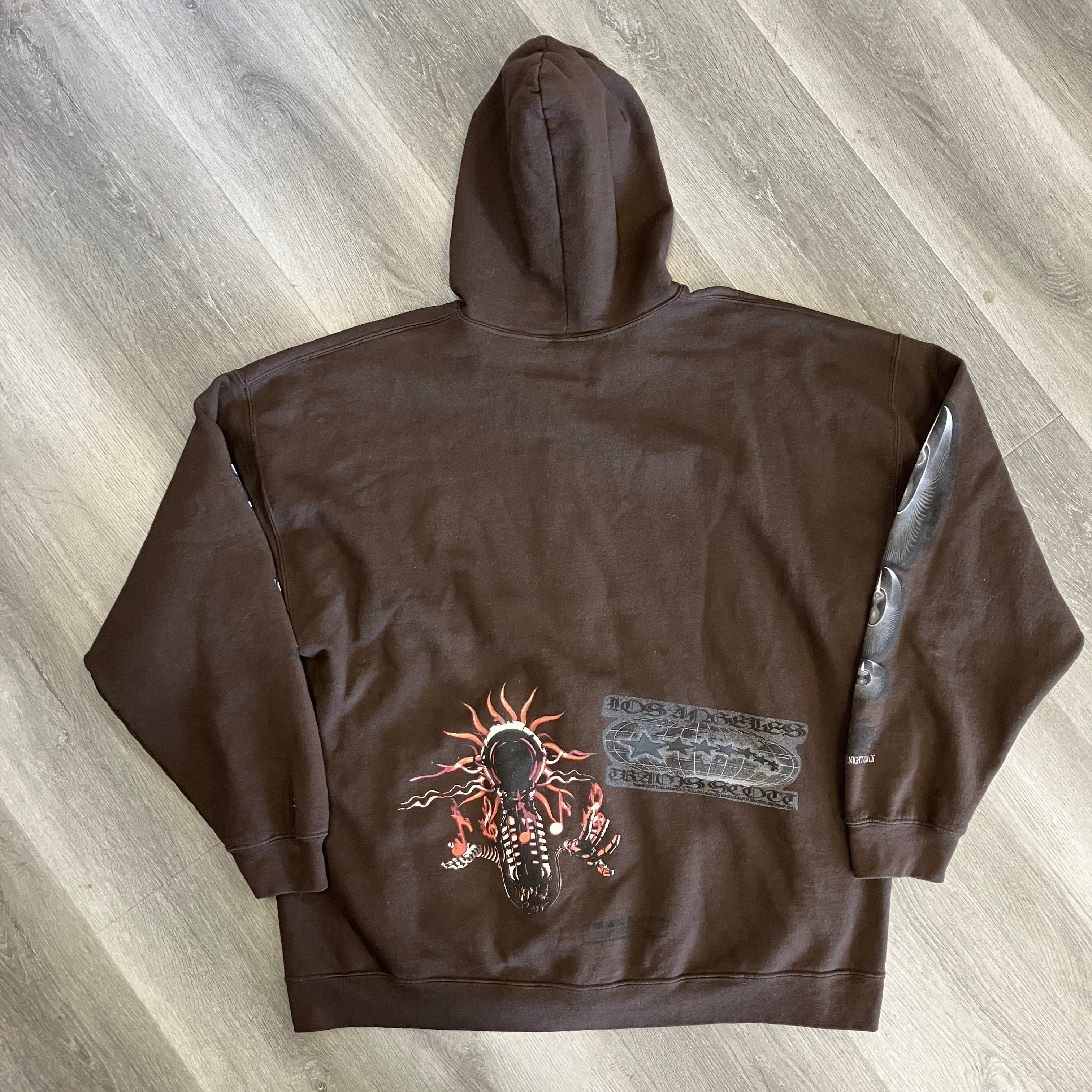 Travis Scott Utopia Rolling Loud Cali 2023 Tour Zip Up Hoodie Brown Jacket