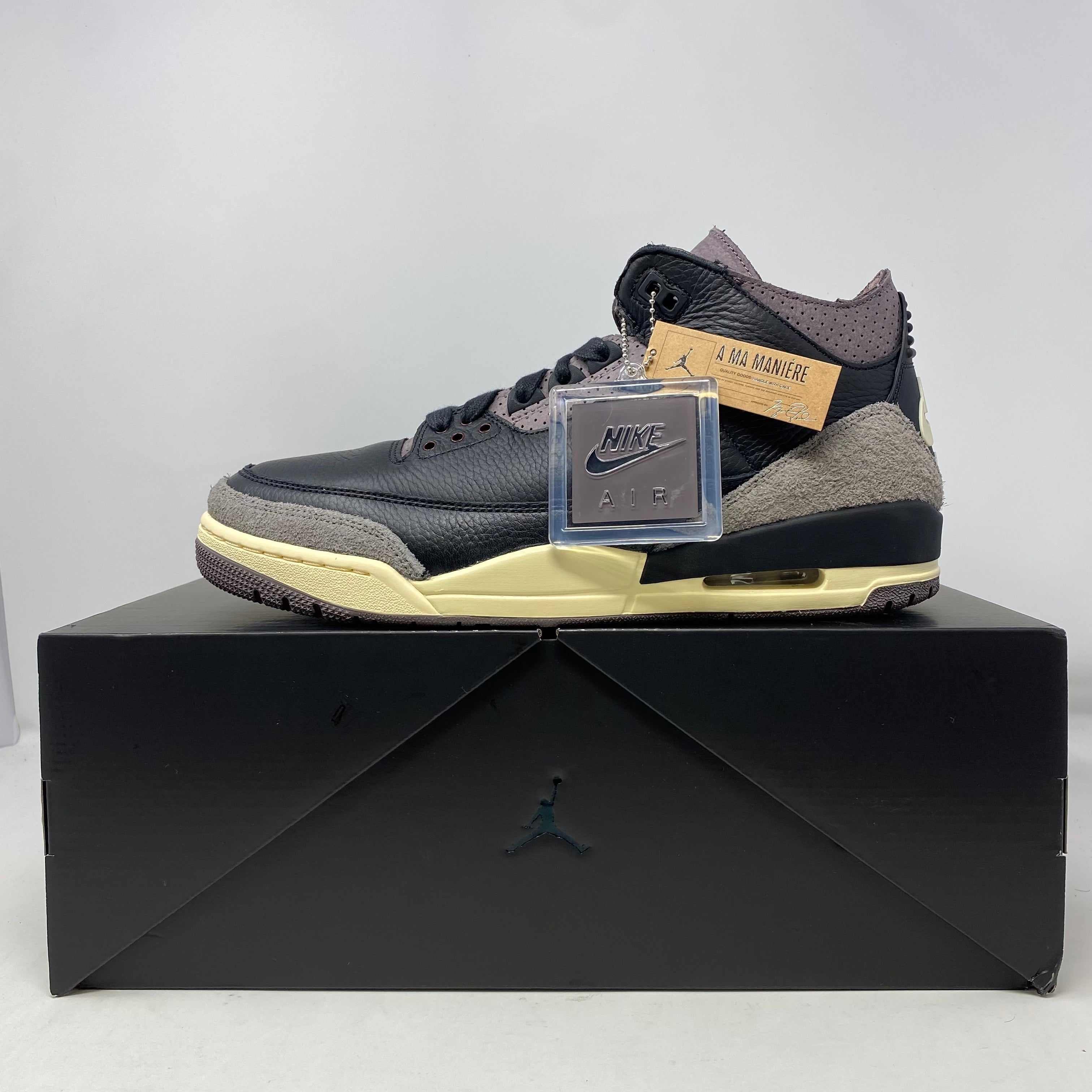 Jordan 3 Retro OG SP A Ma Maniére sneaker on box, brand new condition.