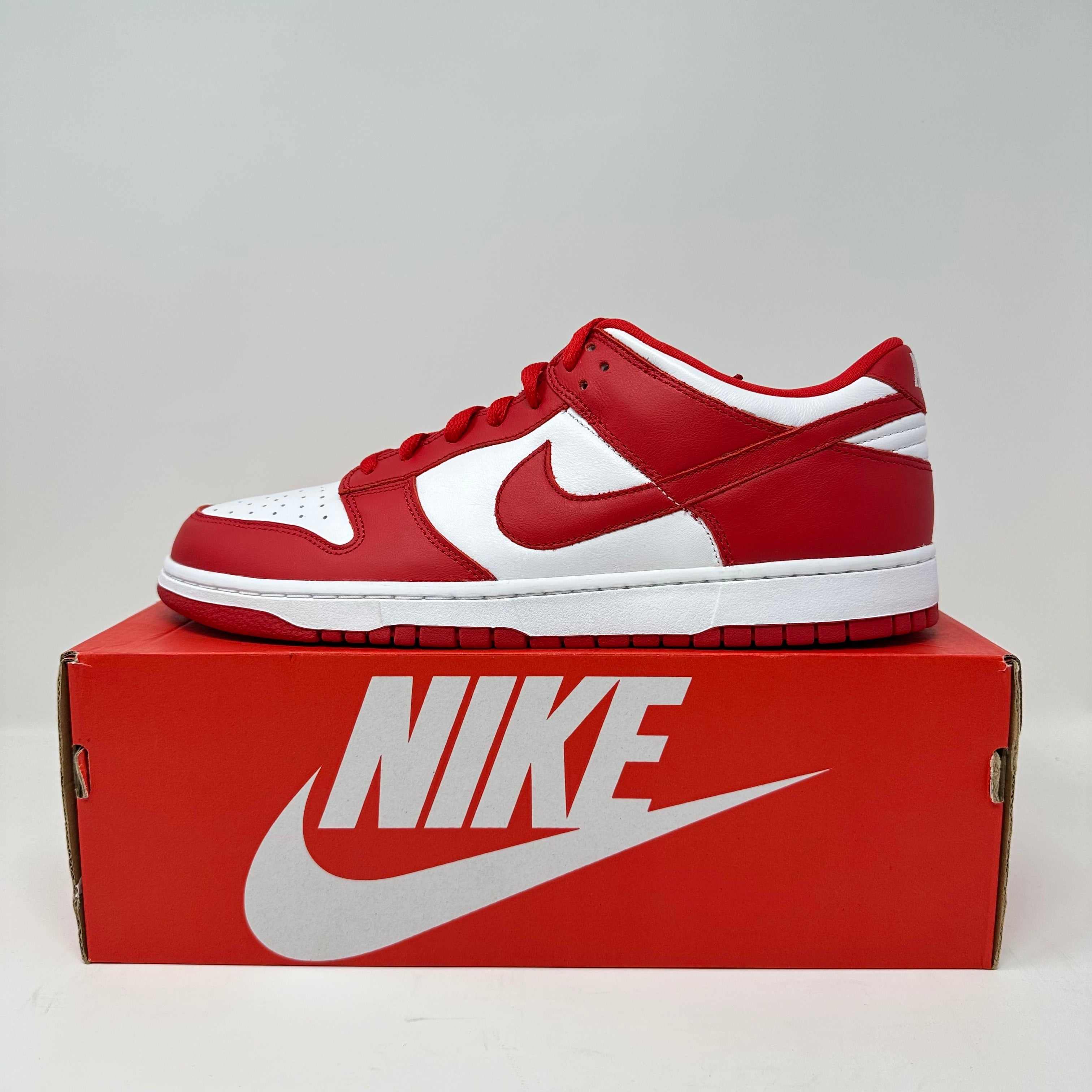 Nike Dunk Low SP St. John's 2023 red and white sneaker on Nike box, brand new with accessories included