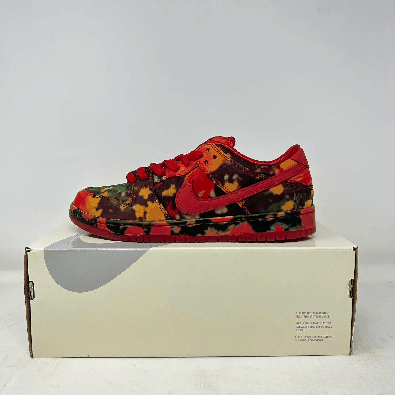 Nike SB Dunk Low The Wizard of Oz Poppy Field sneaker in red and multicolor on Nike box