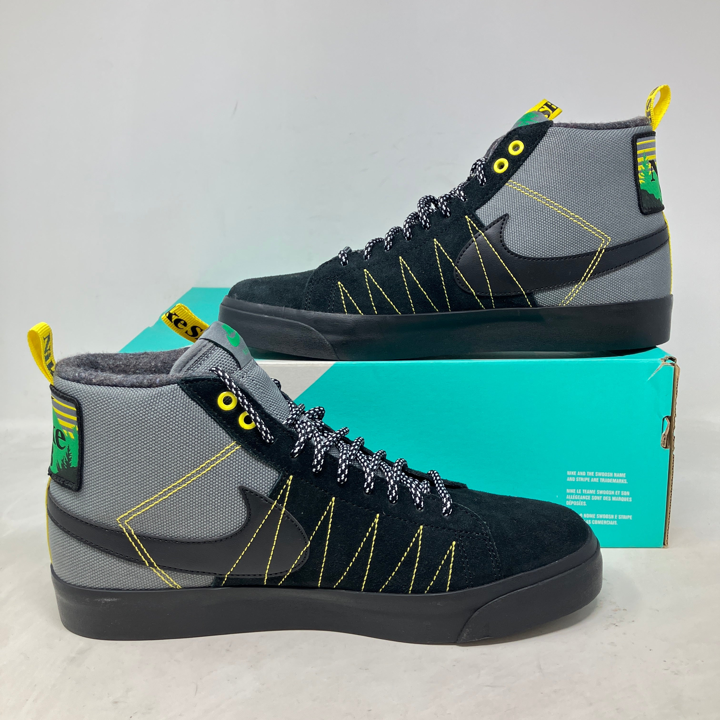 Nike SB Zoom Blazer Mid PRM Acclimate Cool Grey Yellow Strike