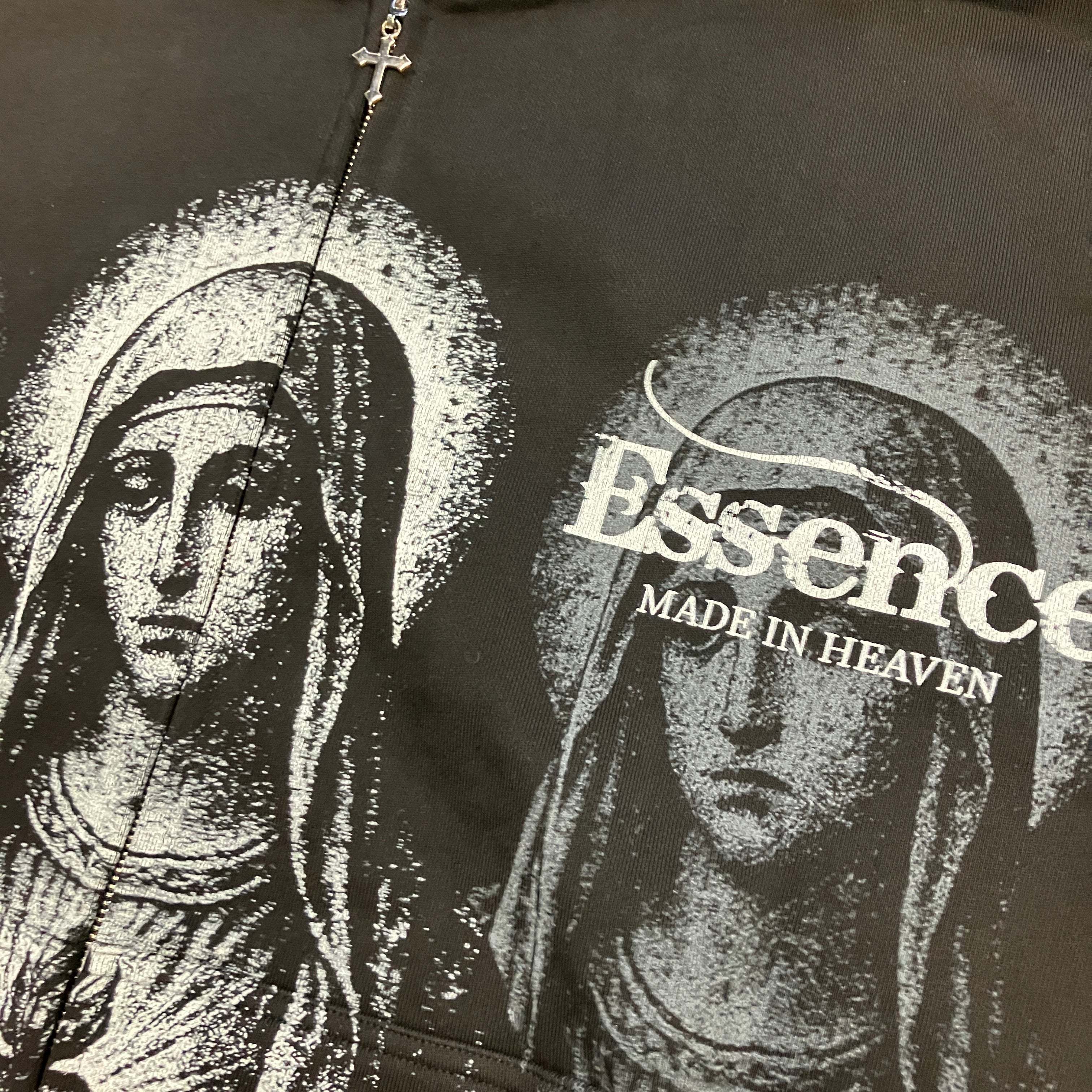 Essence LA Virgin Mary Distressed Zip Up