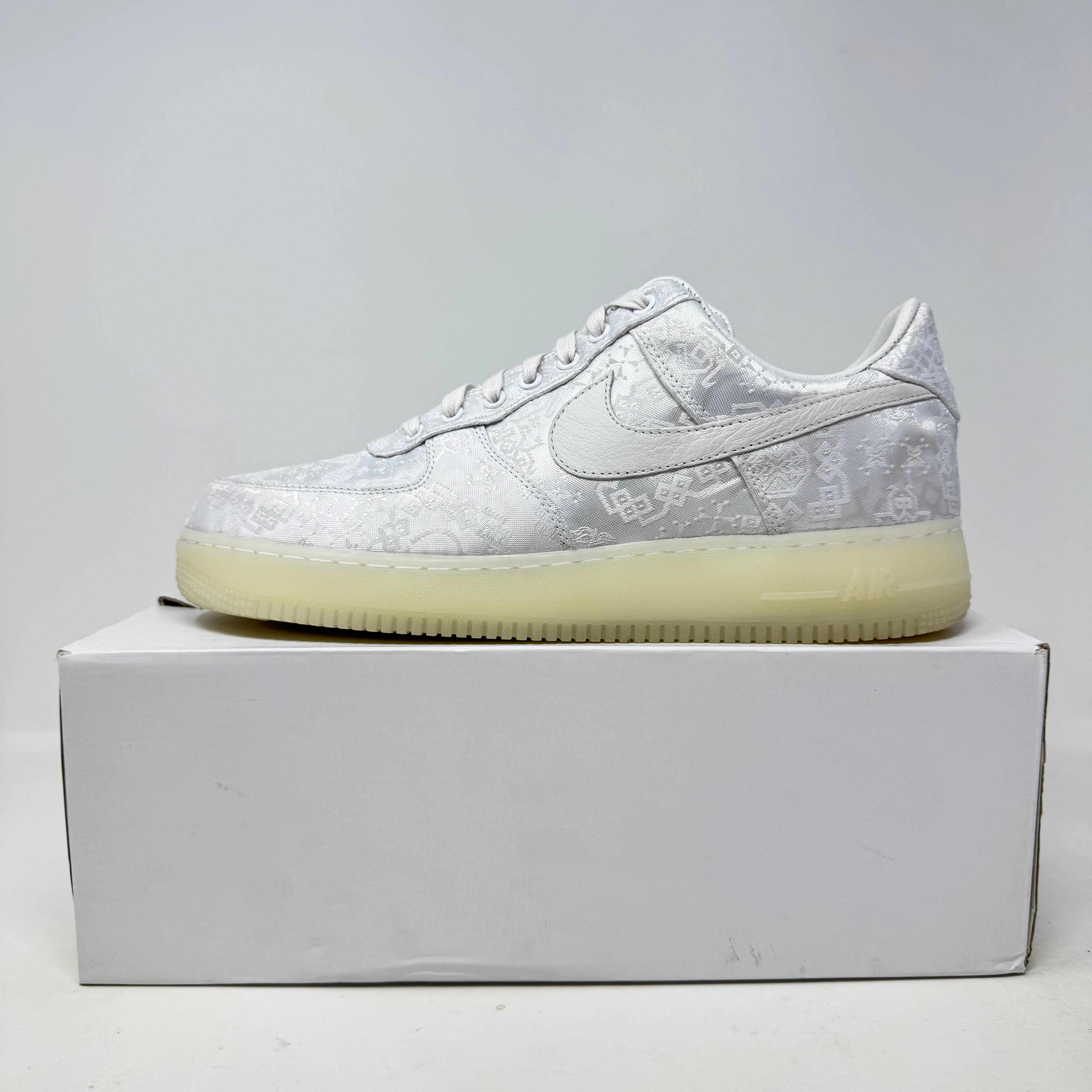 Nike Air Force 1 Low CLOT 1WORLD 2018 edition white sneaker on white box