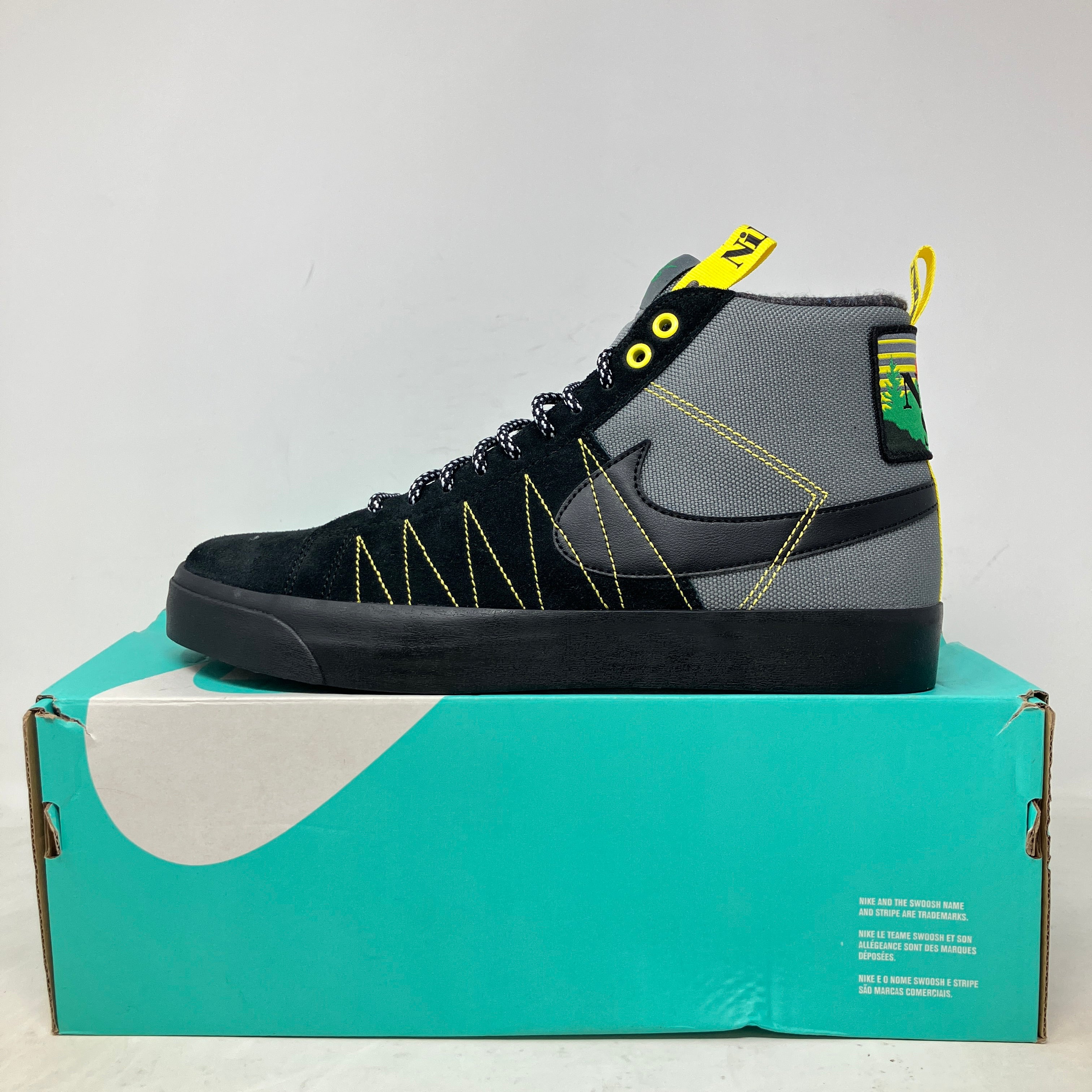 Nike SB Zoom Blazer Mid PRM Acclimate Cool Grey Yellow Strike