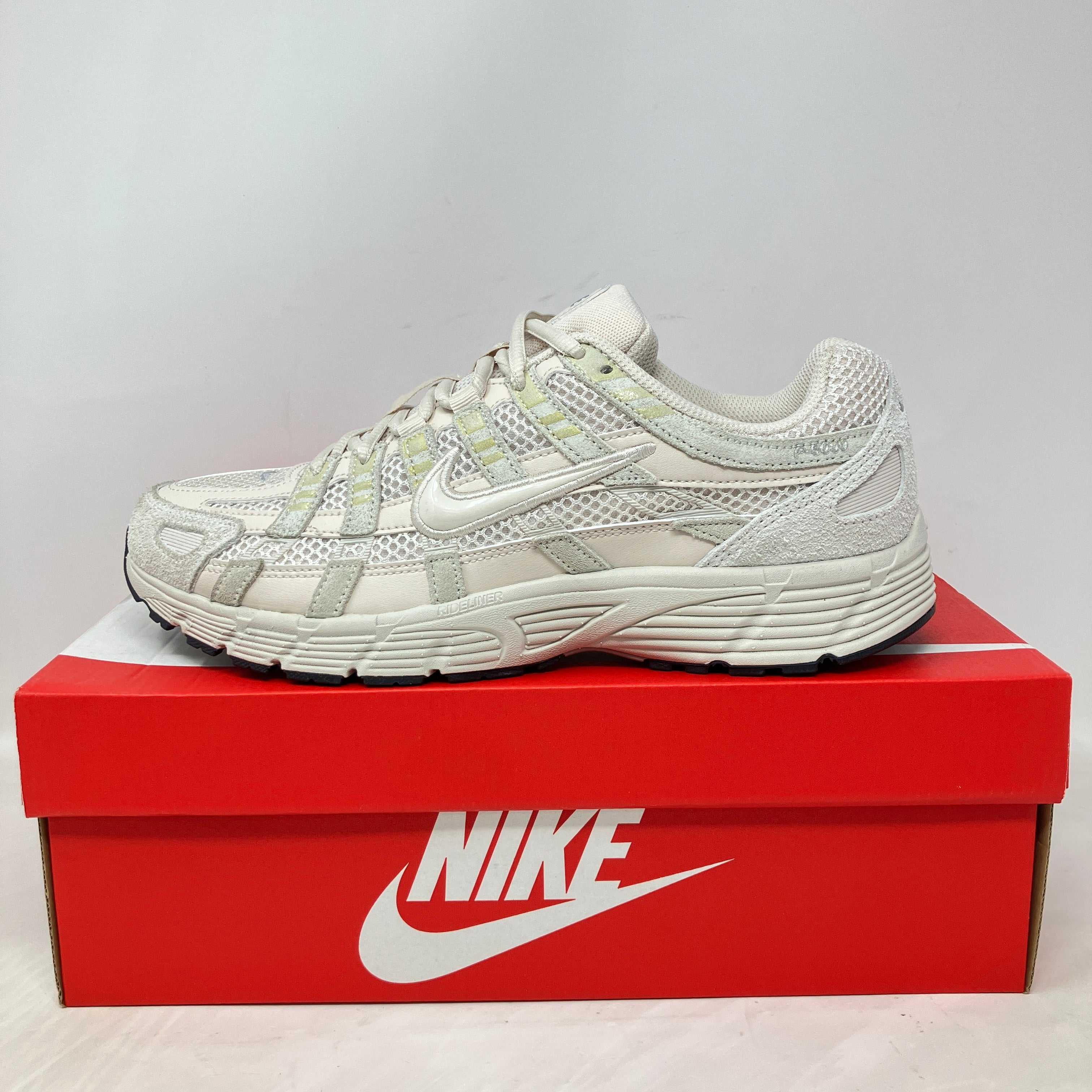 Nike P-6000 SE Light Orewood Brown sneaker on red Nike box, brand new with all accessories included