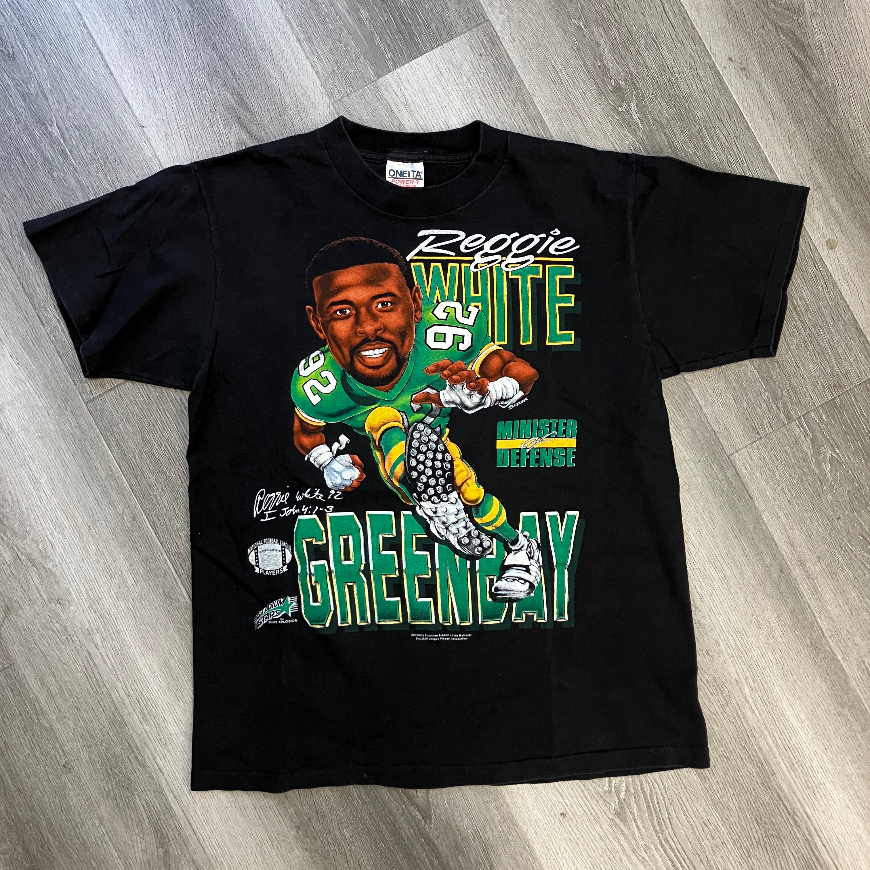 【ヴィンテージ 古着】NFL SALEM レジーホワイト Tシャツ Vintage Reggie White Packers Minister of Defense T Shirt – Hidden
