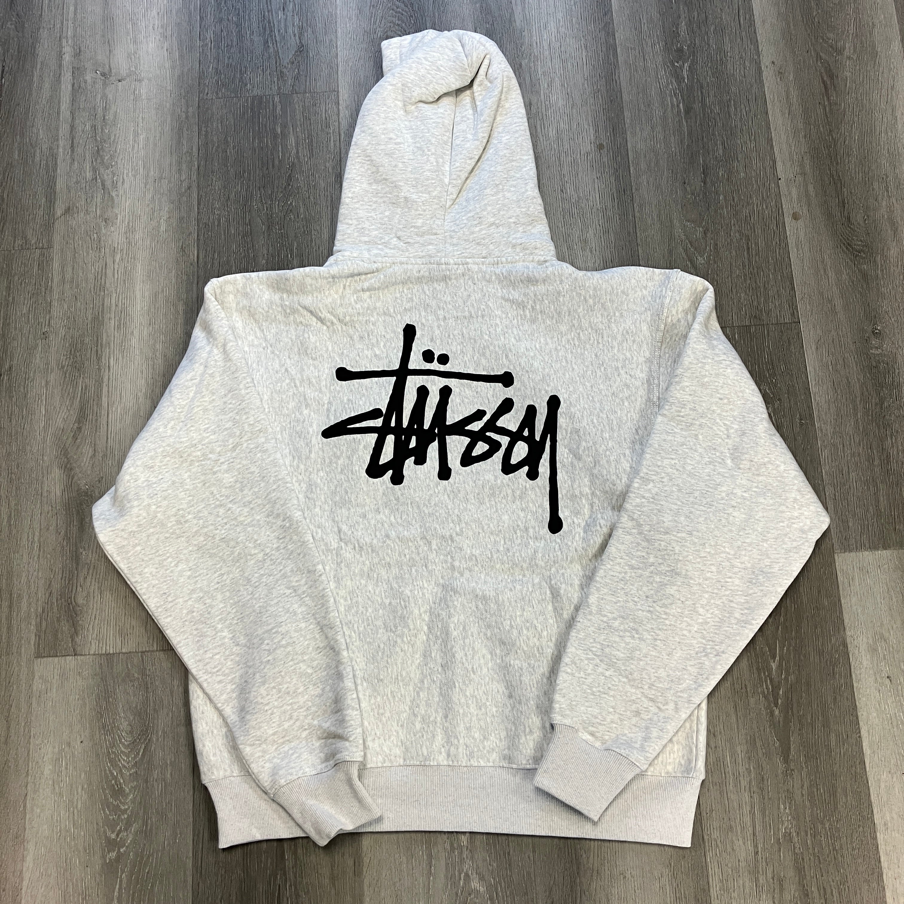 Stussy Basic Logo Zip Hoodie Ash Heather Grey