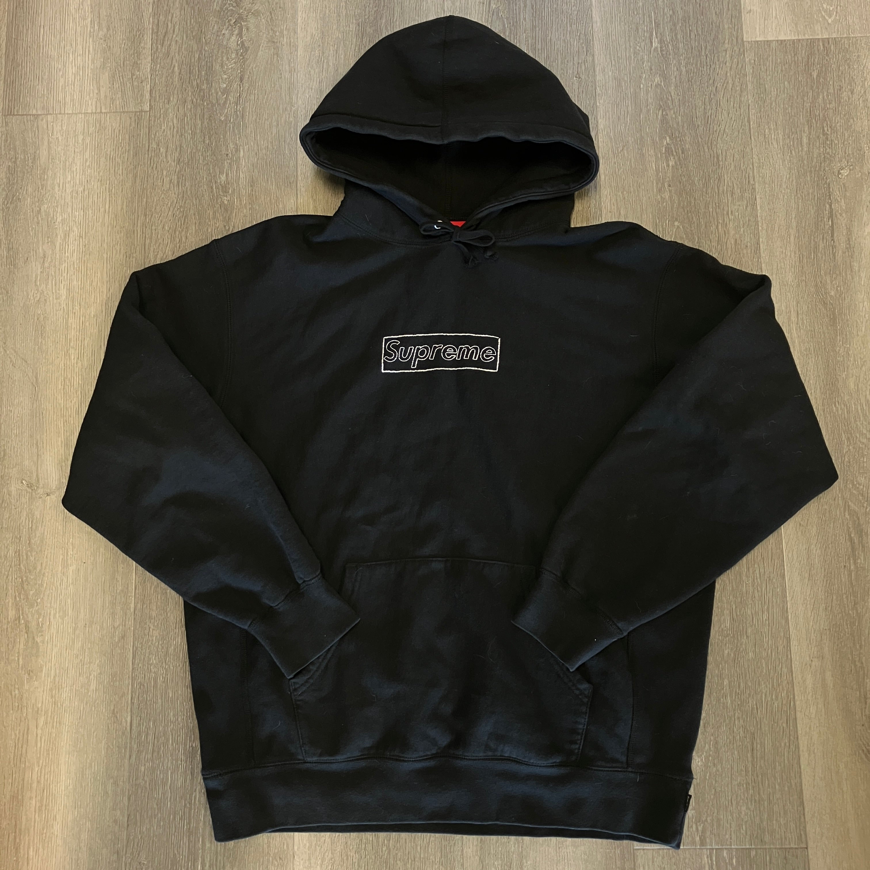 Supreme KAWS Chalk Logo Hooded Sweatshirt Black