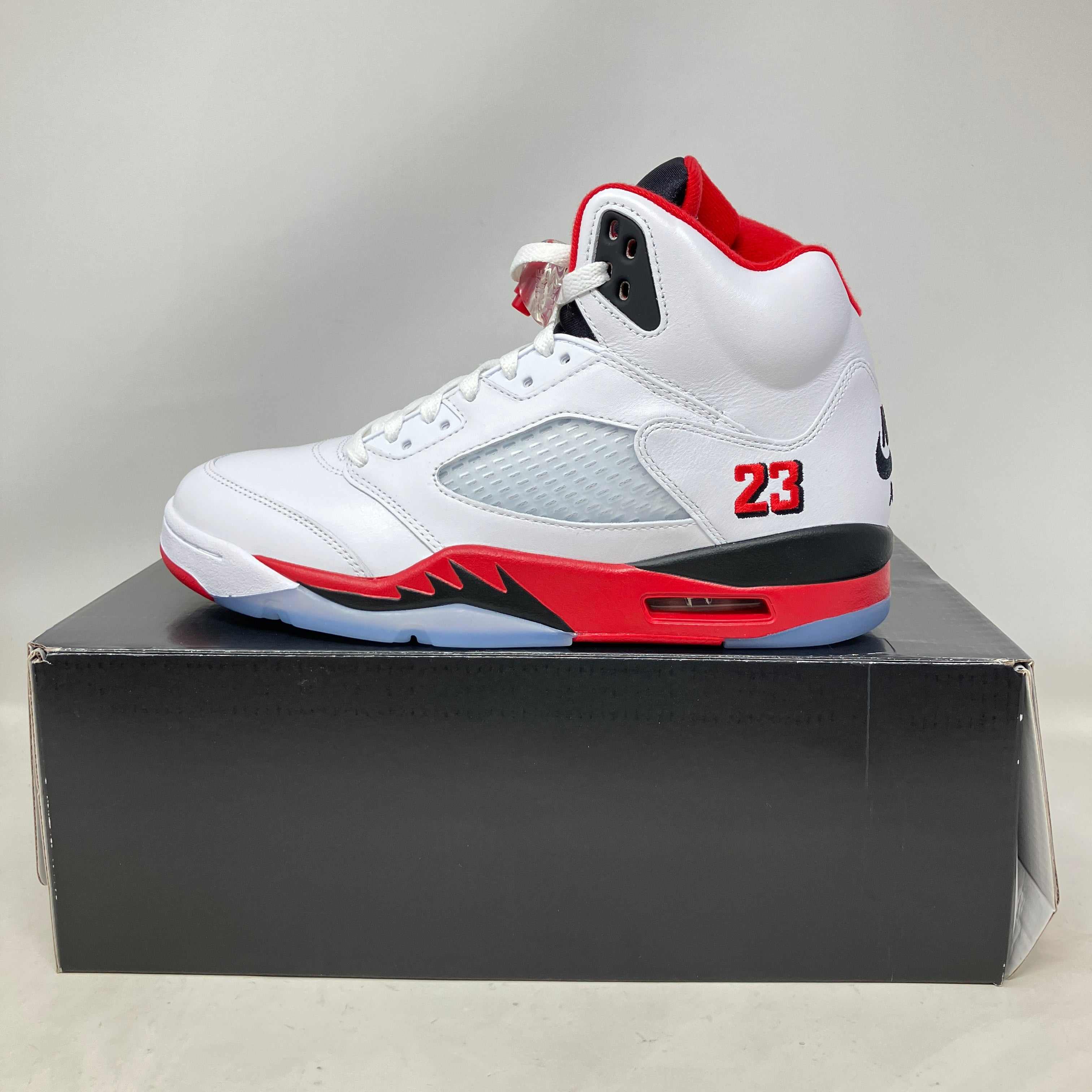 Jordan 5 Retro Fire Red Black Tongue sneaker in brand new condition on box