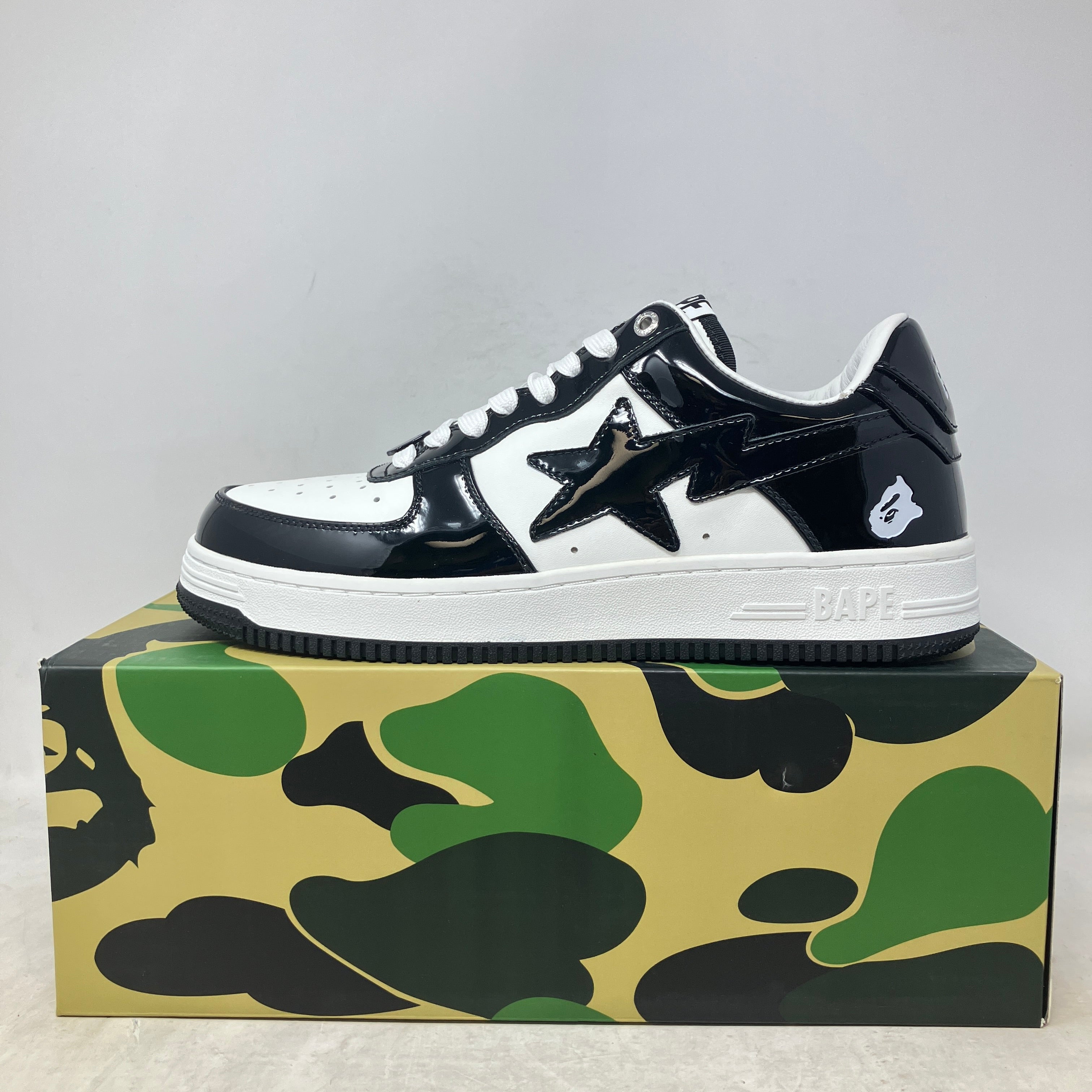 A Bathing Ape Bape Sta Patent Leather Black White
