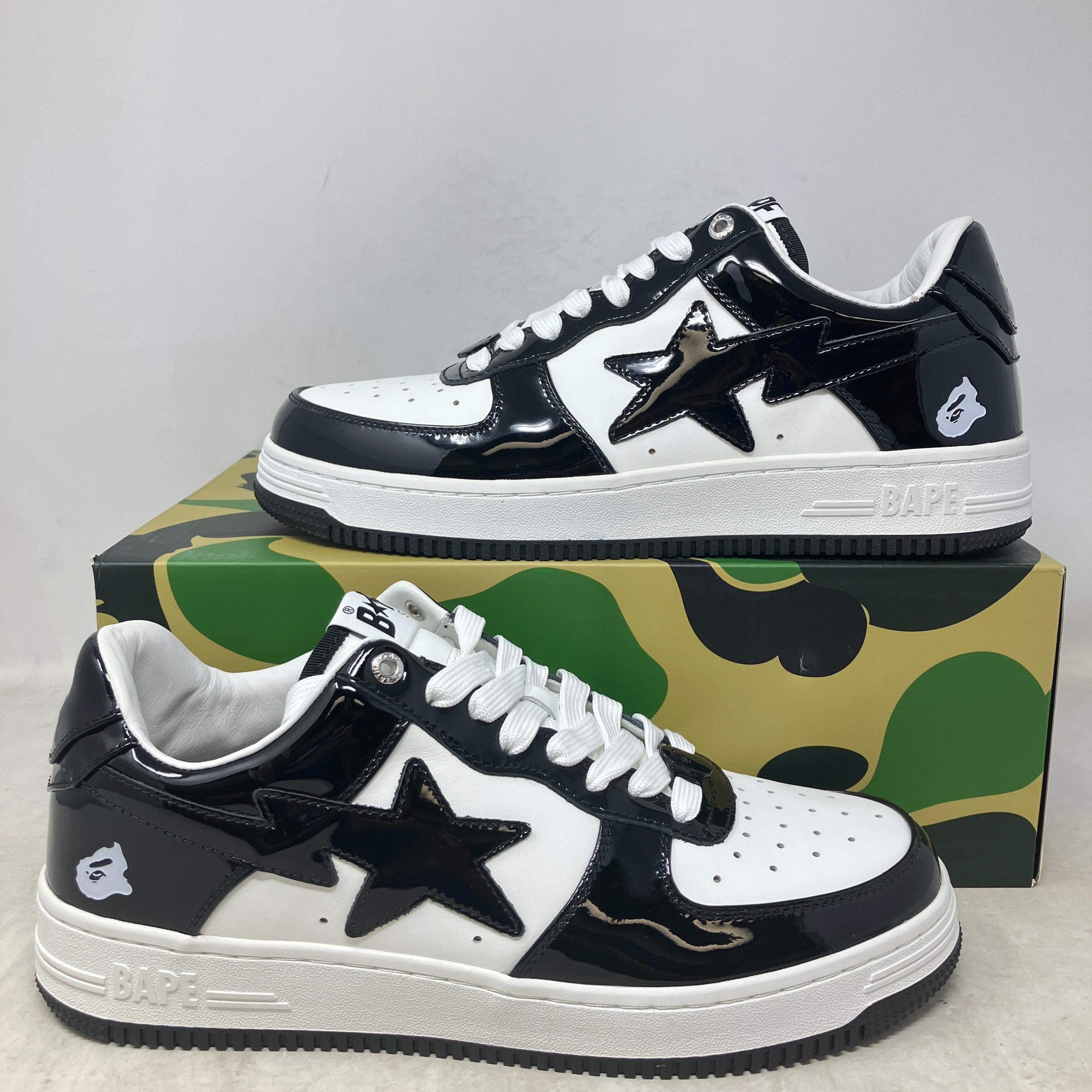 A Bathing Ape Bape Sta Patent Leather Black White