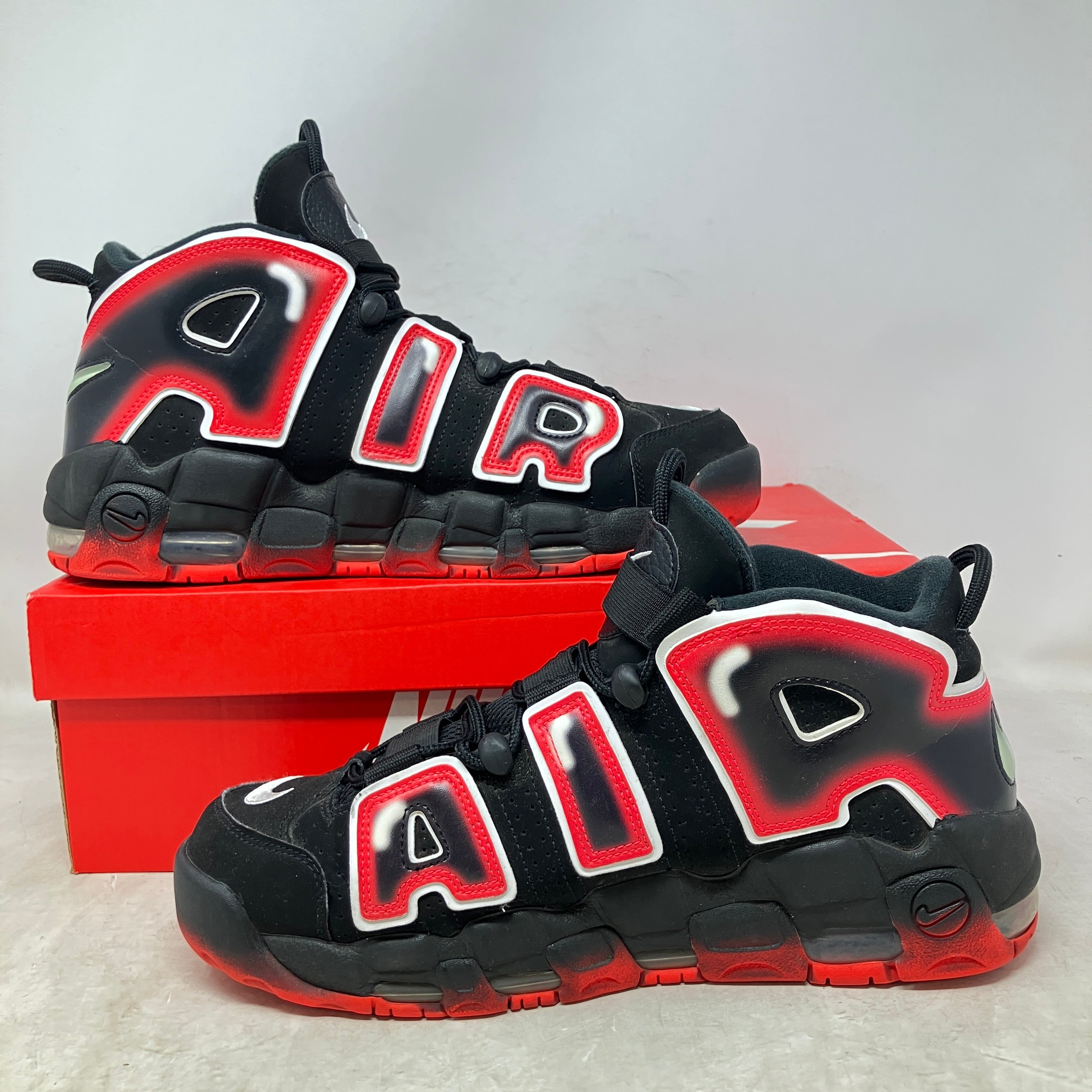 Nike Air More Uptempo Black White Laser Crimson