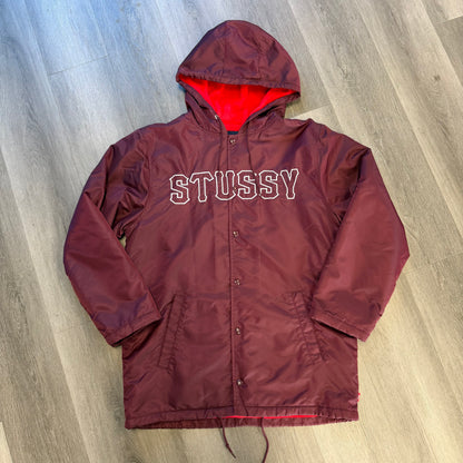 Stussy Trench Coat Fleece Lined Maroon