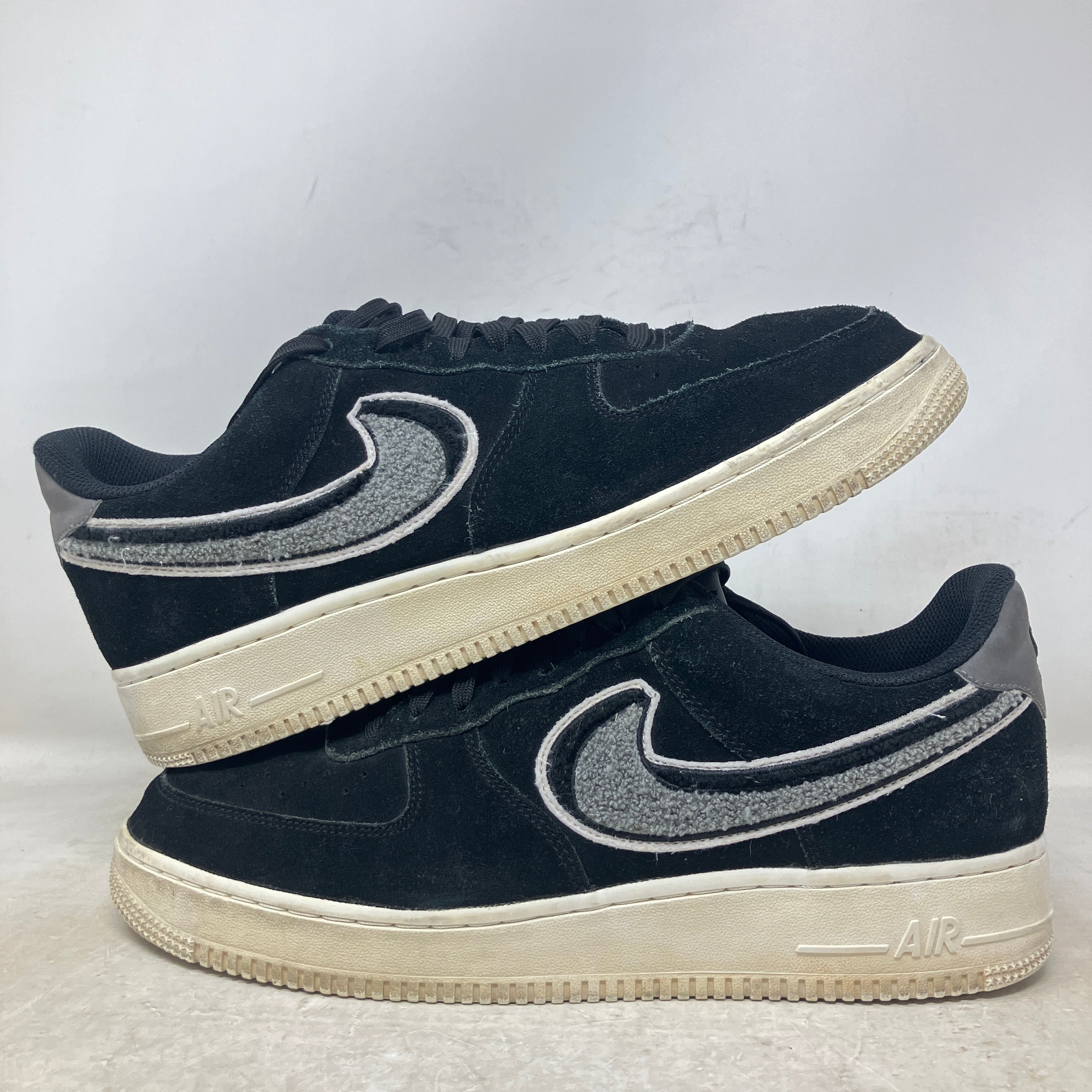 Nike Air Force 1 Low 3D Chenille Swoosh Black Cool Grey