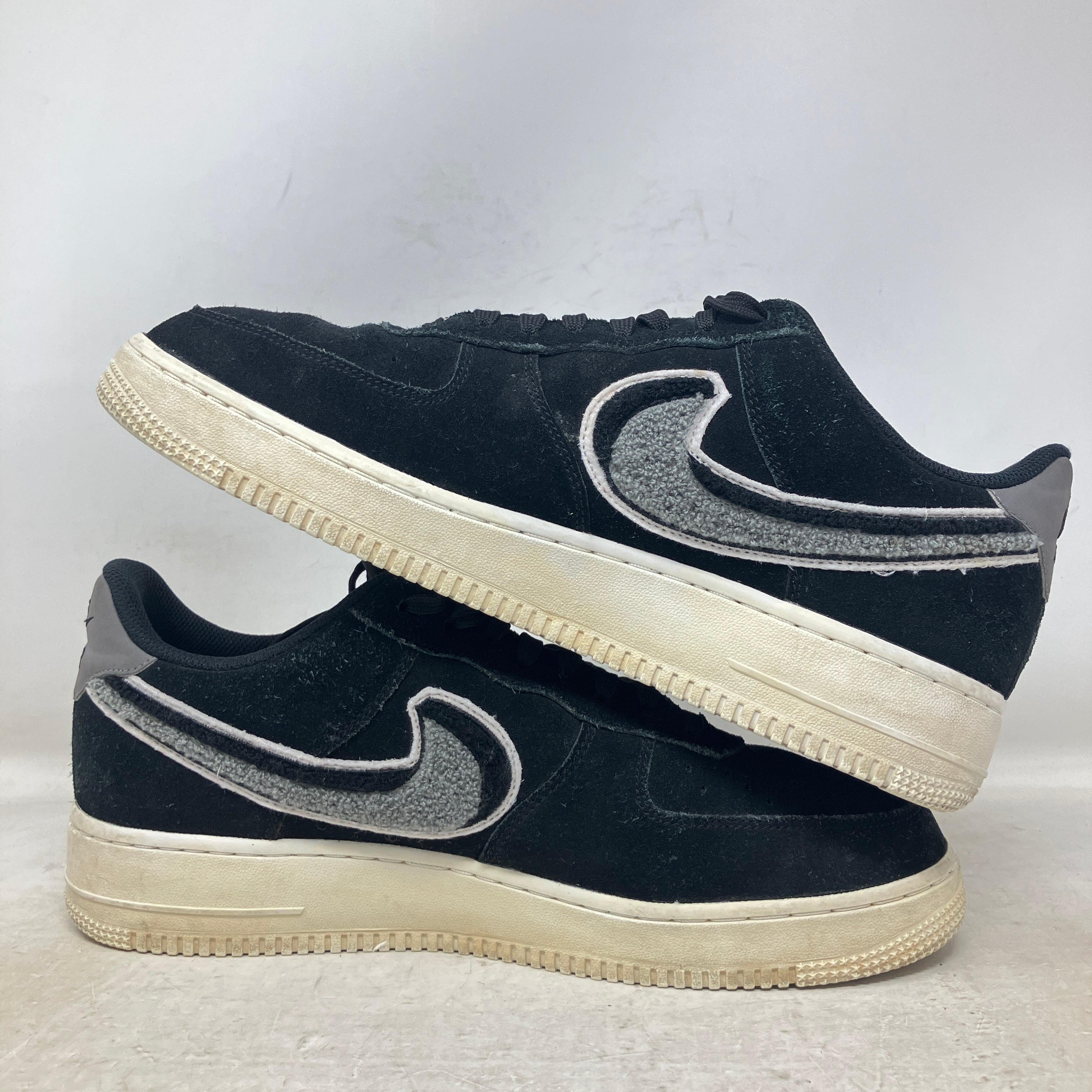 Nike Air Force 1 Low 3D Chenille Swoosh Black Cool Grey