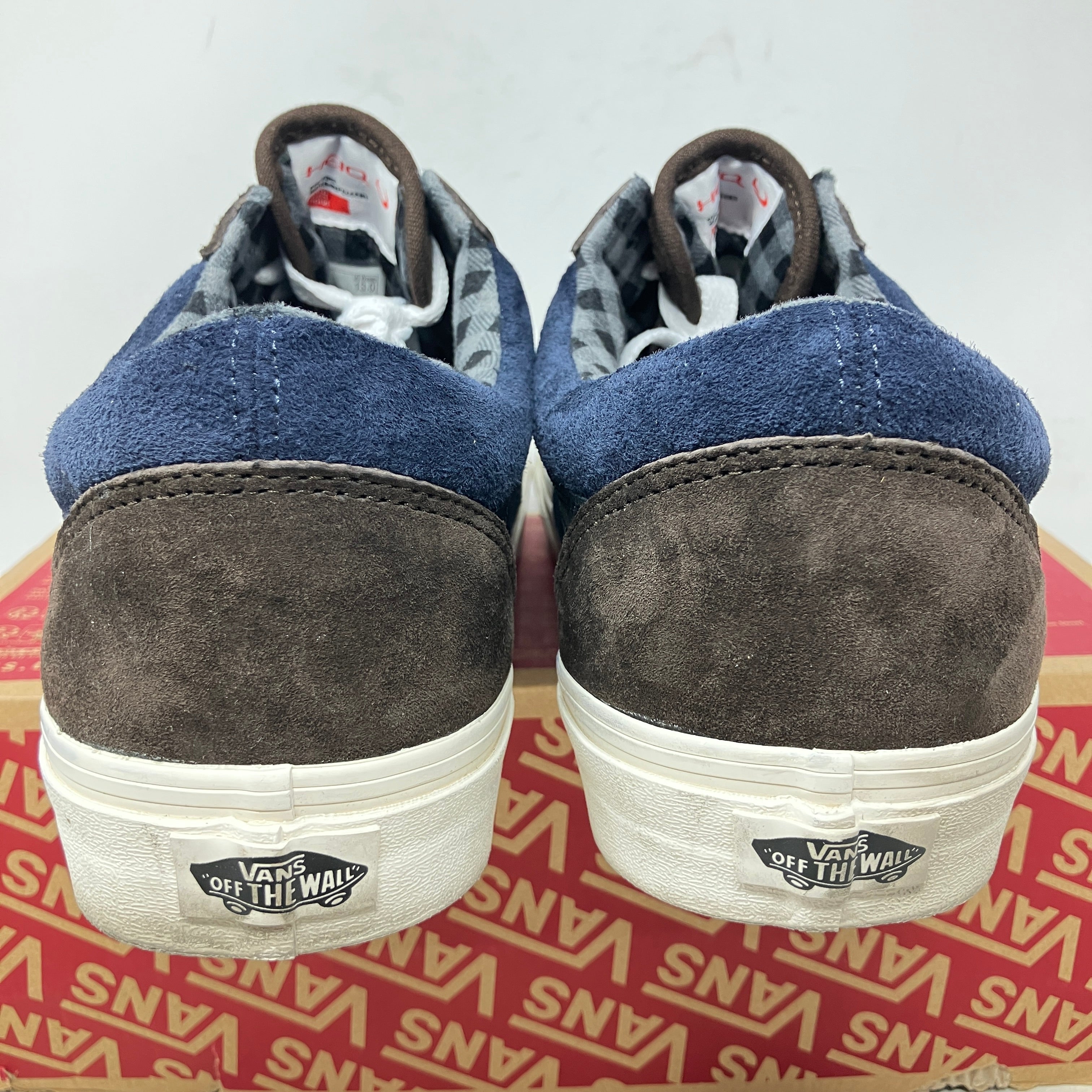 Vans Old Skool Pig Suede Plaid Brown Navy