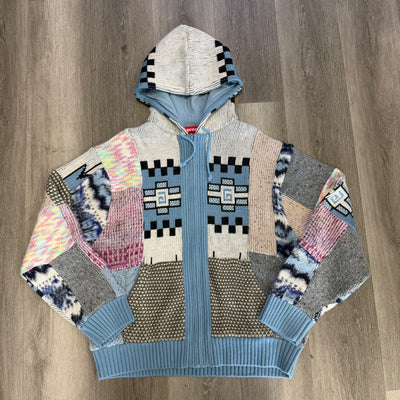 Supreme Patchwork Zip Up Hooded Sweater