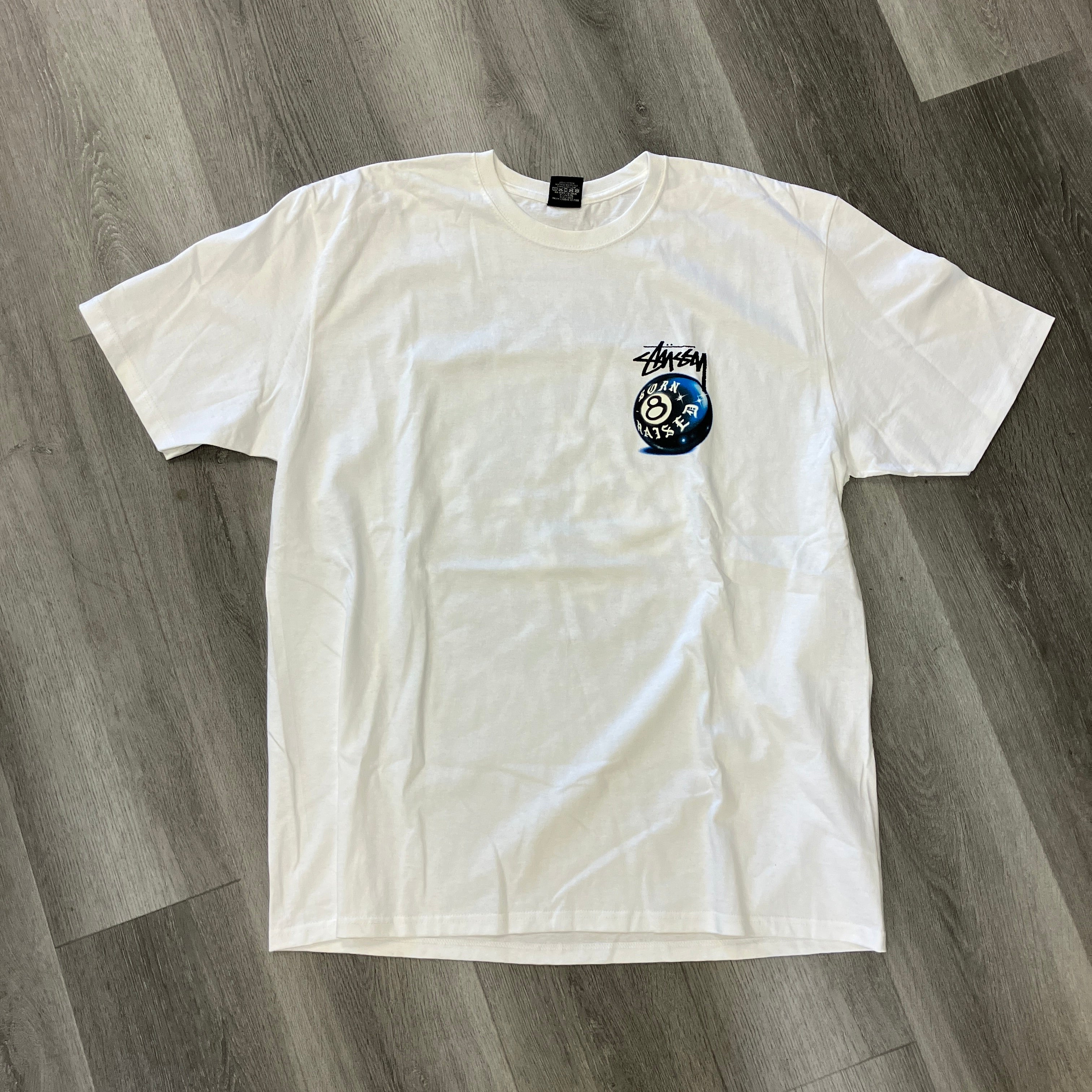 Stussy Born X Raised 8 Ball Tee White