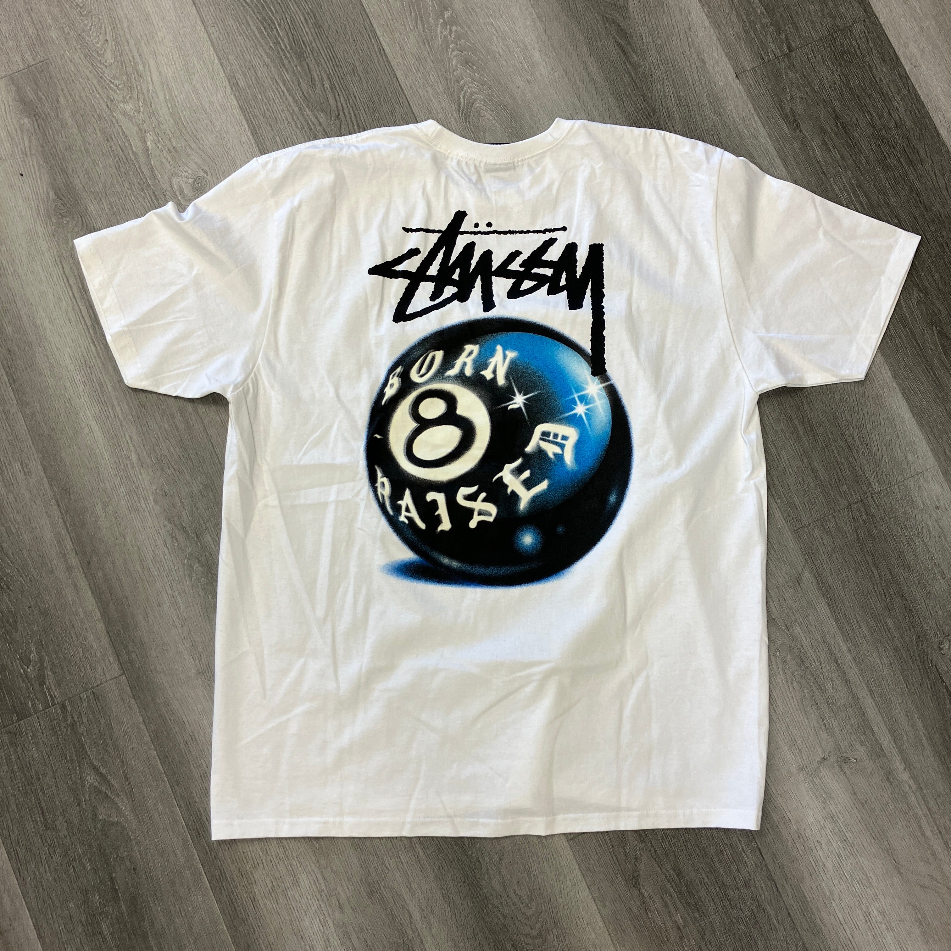 Stussy Born X Raised 8 Ball Tee White