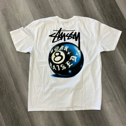 Stussy Born X Raised 8 Ball Tee White