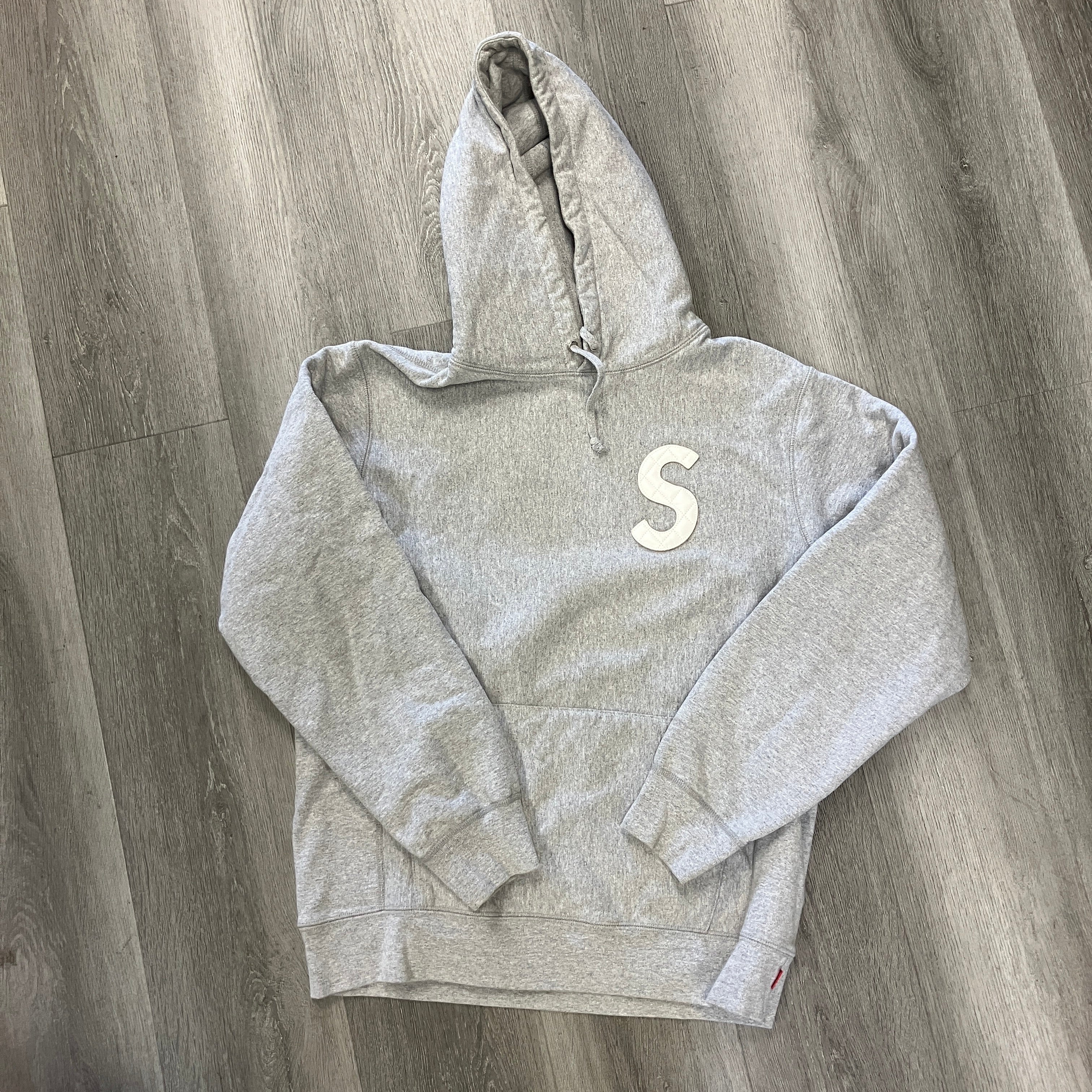 Supreme Quilted S Logo Hoodie Grey