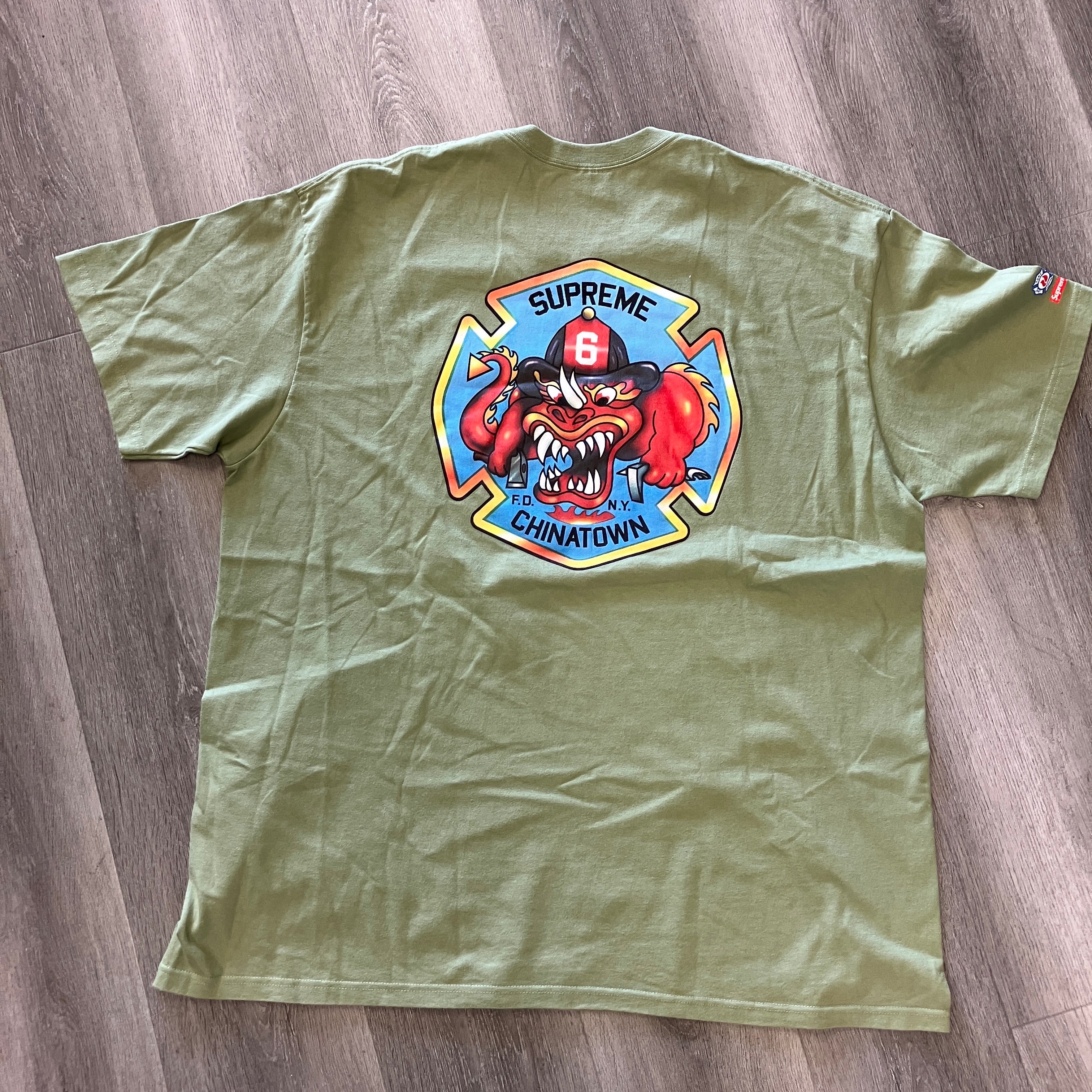 Supreme FDNY Engine 9 Tee Light Olive