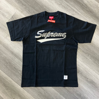 Supreme Intarsia Script S/S Top Black