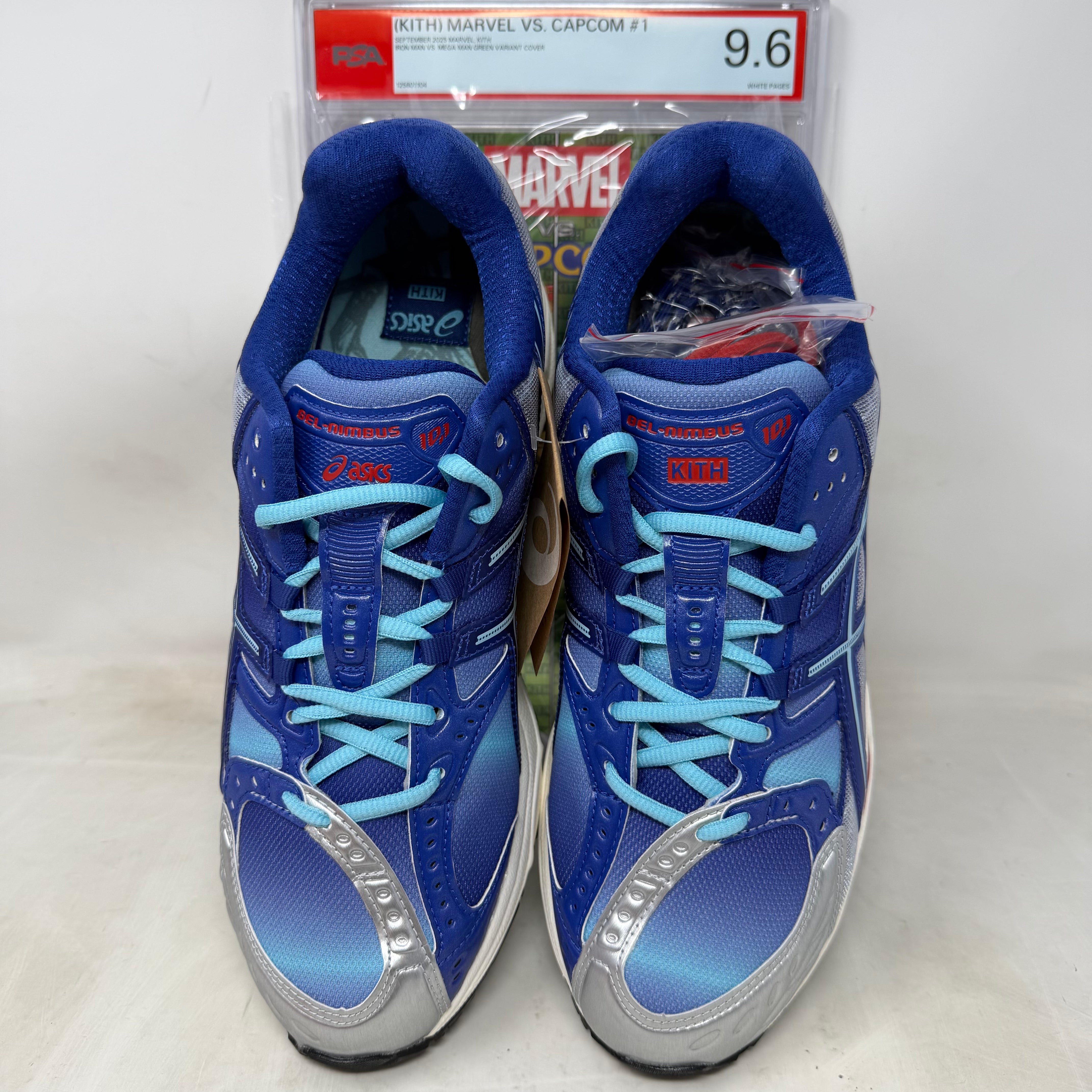 ASICS Gel-Nimbus 10.1 Kith Marvel vs. Capcom Iron Man vs. Mega Man Sealed Box (Comic Included)