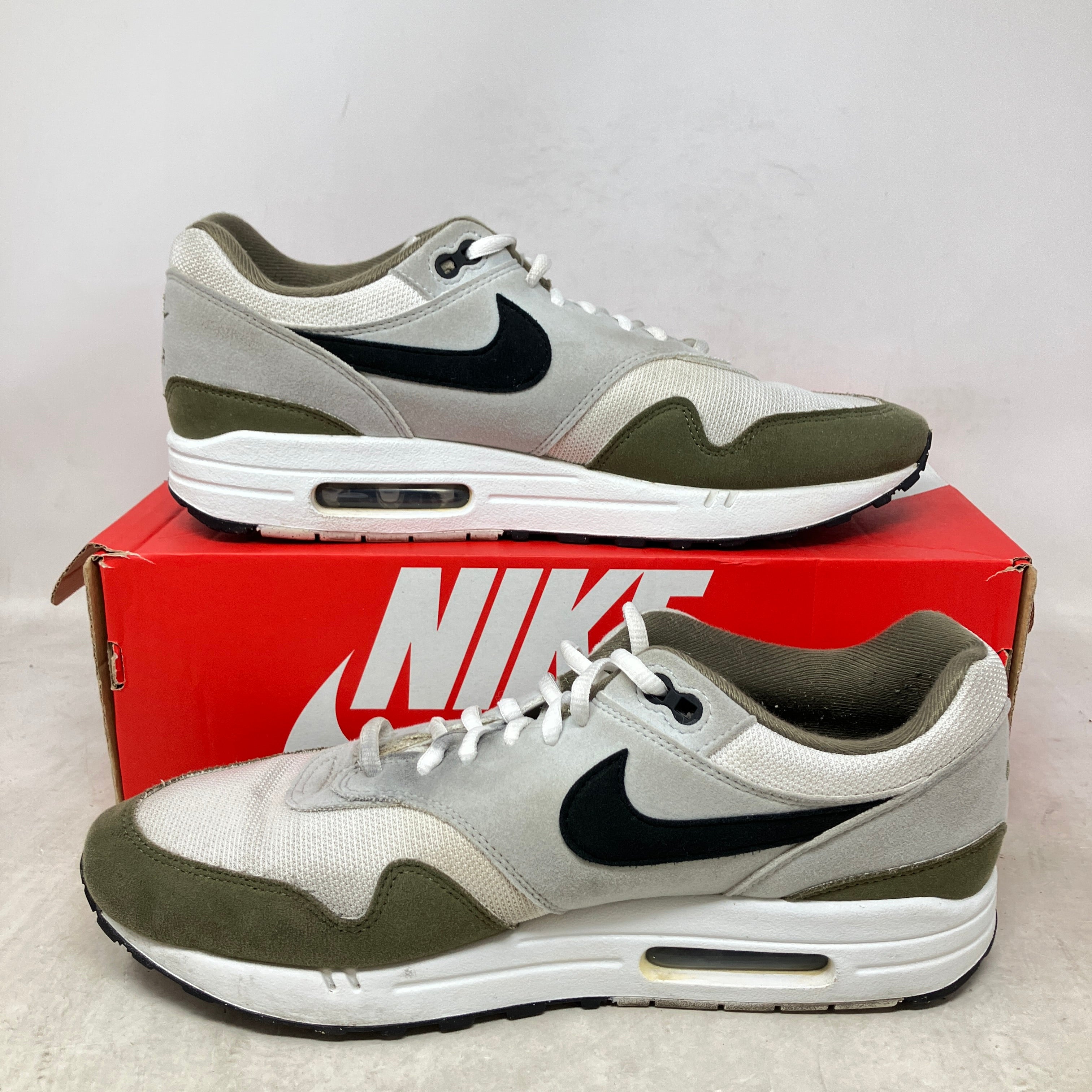 Nike Air Max 1 White Black Medium Olive