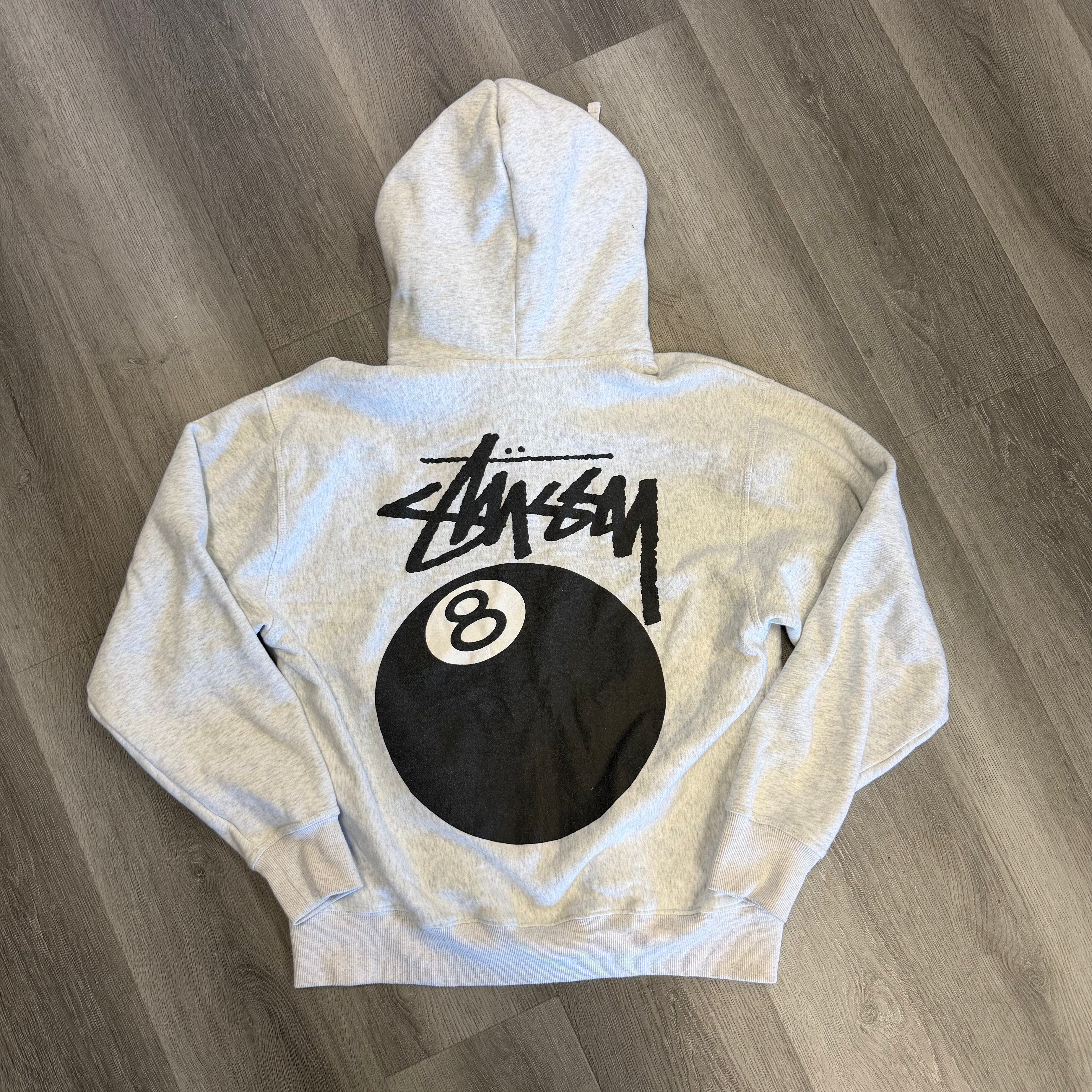 Stussy 8 Ball Zip Up Hoodie Heather Grey