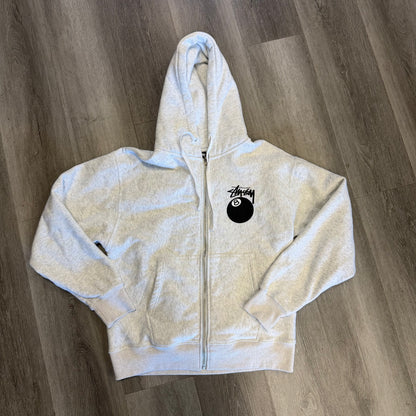 Stussy 8 Ball Zip Up Hoodie Heather Grey