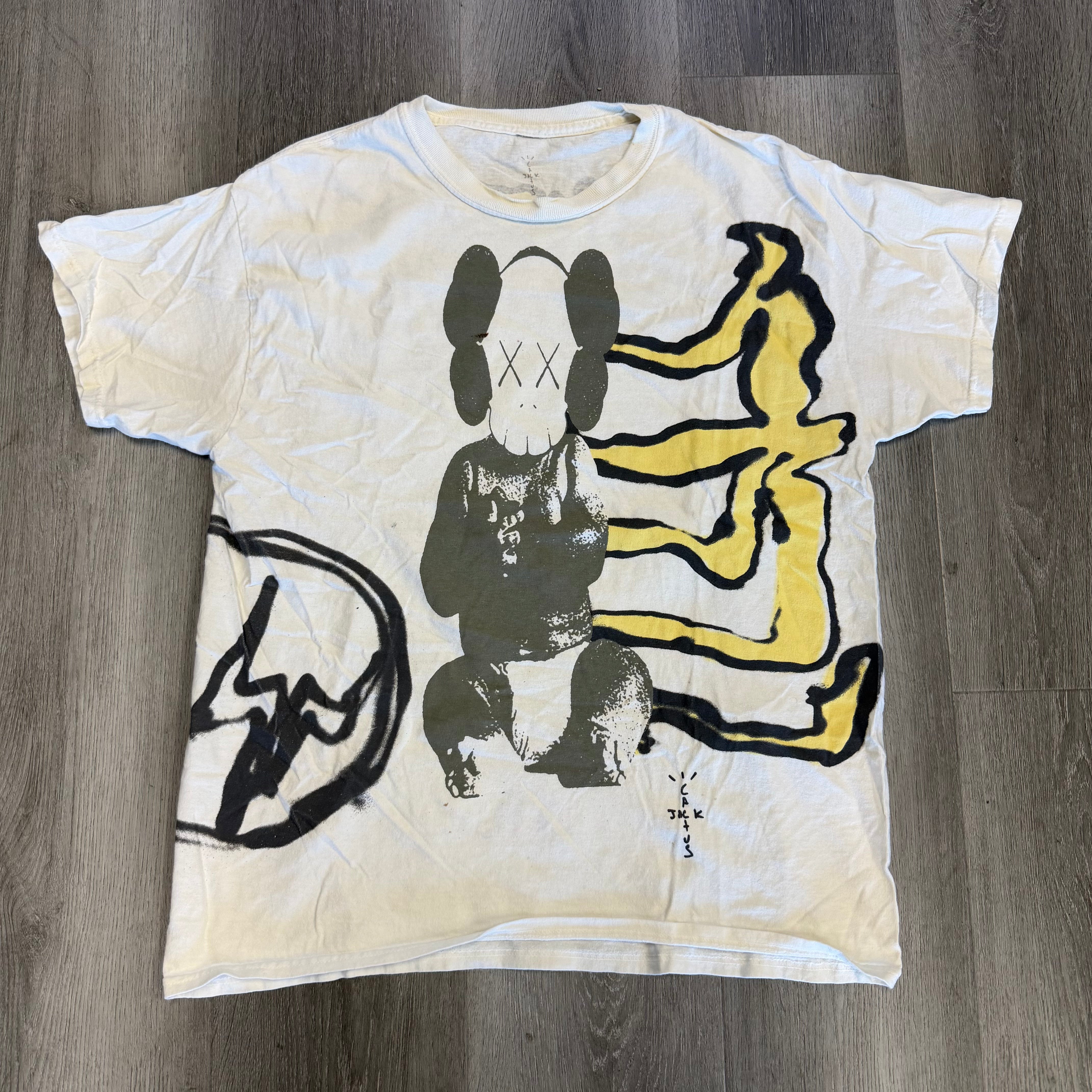 Travis Scott Cactus Jack + Kaws For Fragment Tee Aged Yellow