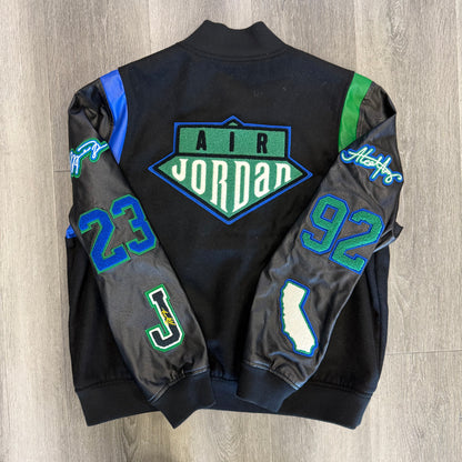 Jordan x Aleali May Varsity Jacket Black Game Royal Pine Green