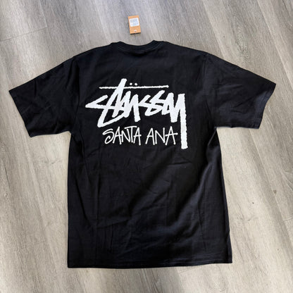 Stussy Stock Logo Santa Ana Tee Black