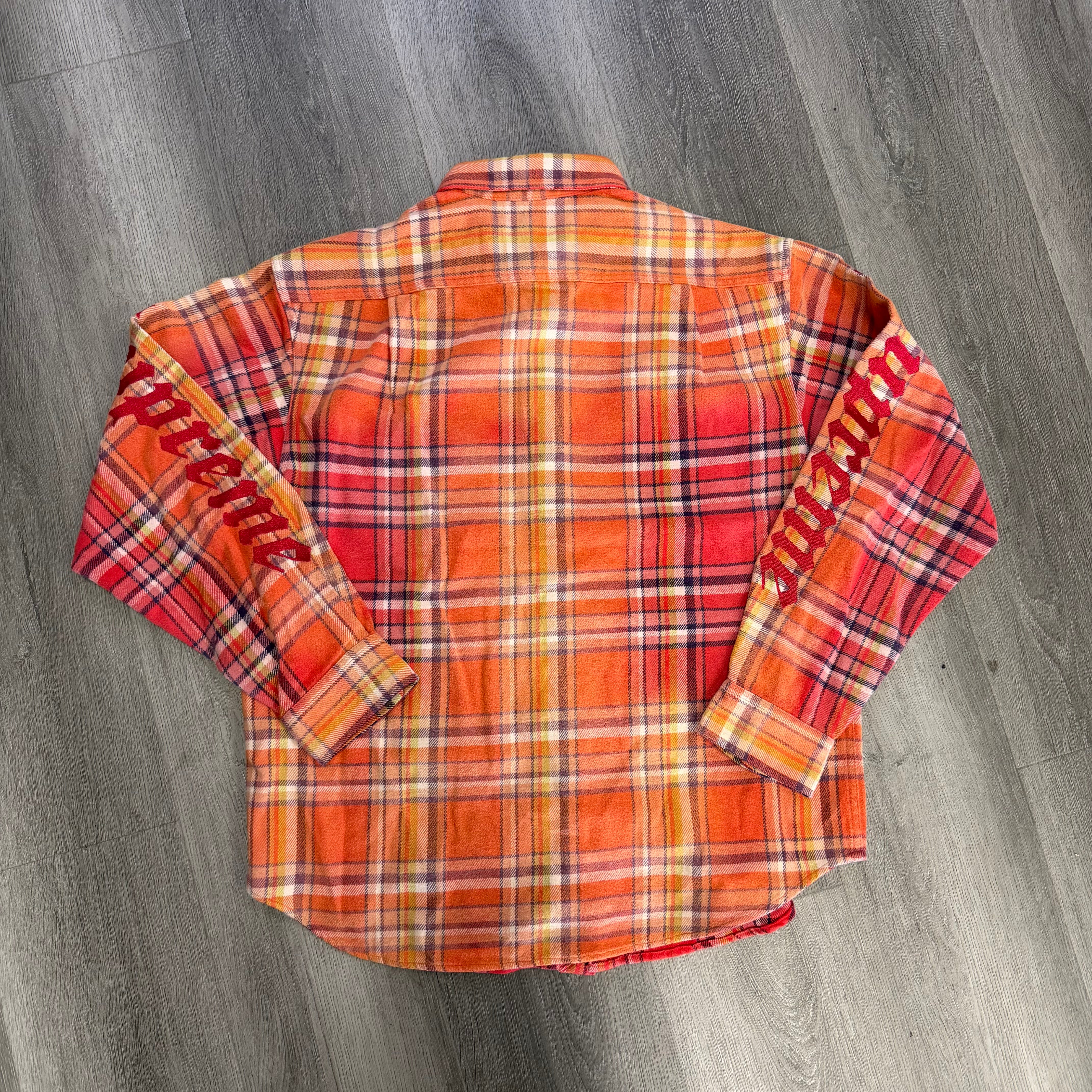 Supreme Old English Plaid Flannel Shirt Orange