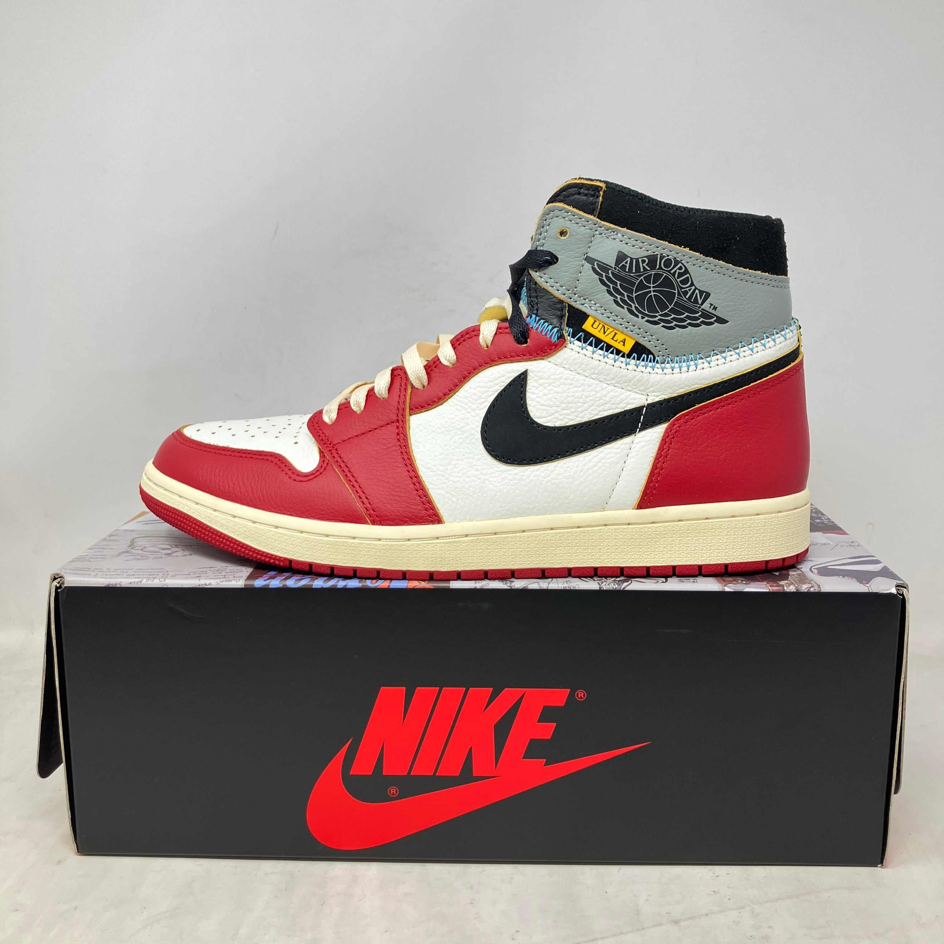 Jordan 1 Retro High OG SP Union LA Chicago Shadow sneakers pre owned with accessories