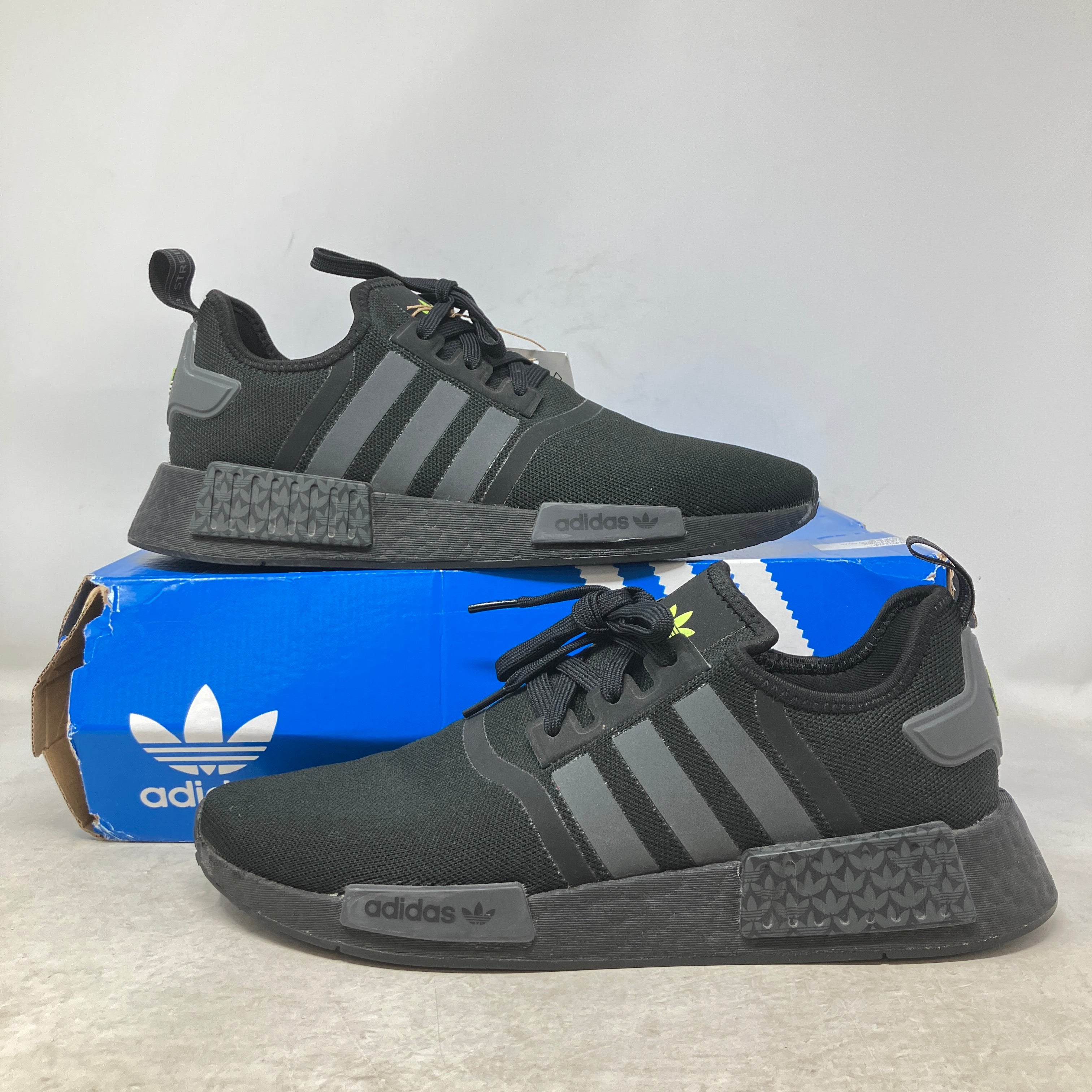 adidas NMD R1 Core Black Grey Solar Yellow