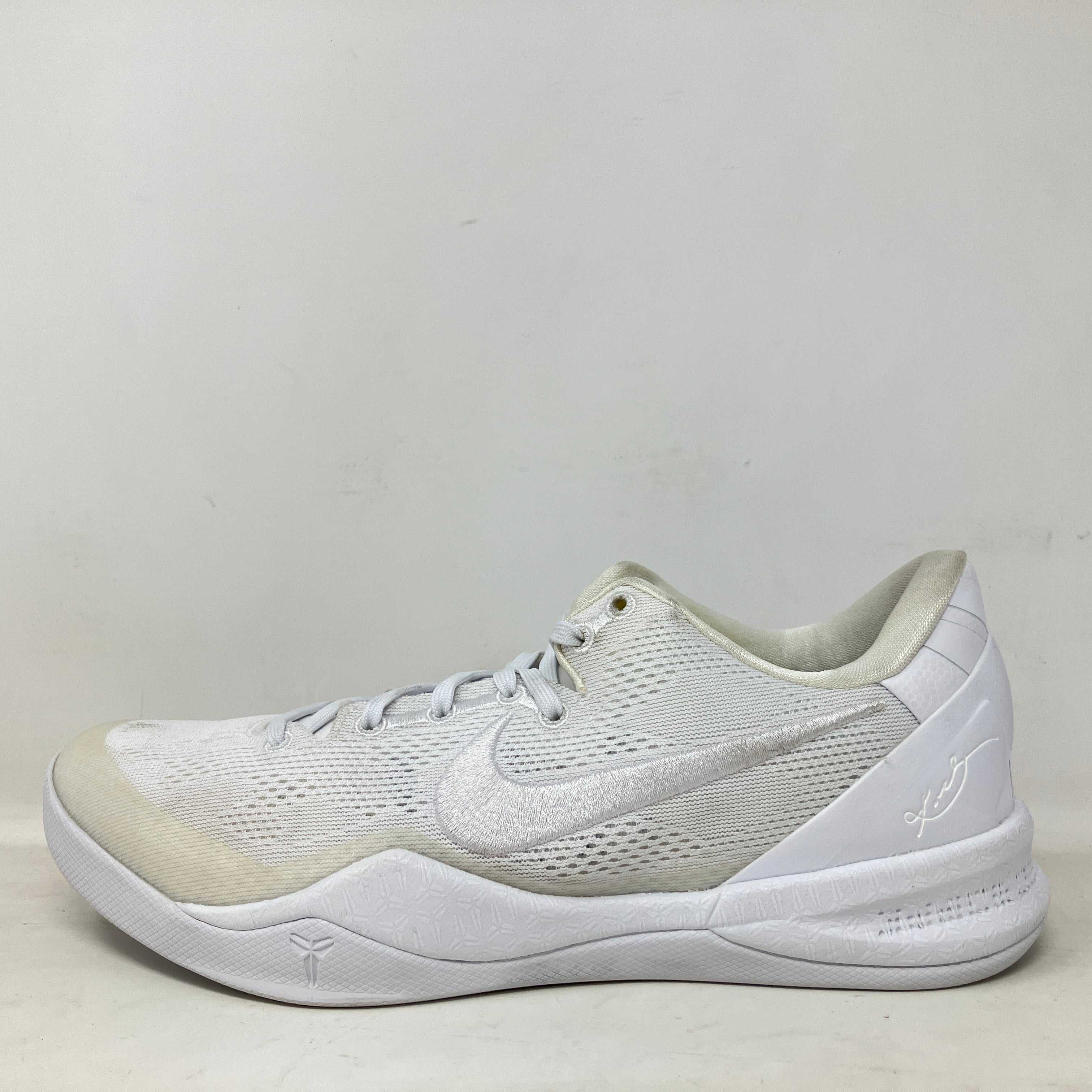 Pre owned white Nike Kobe 8 Protro Halo basketball shoe without box, side view
